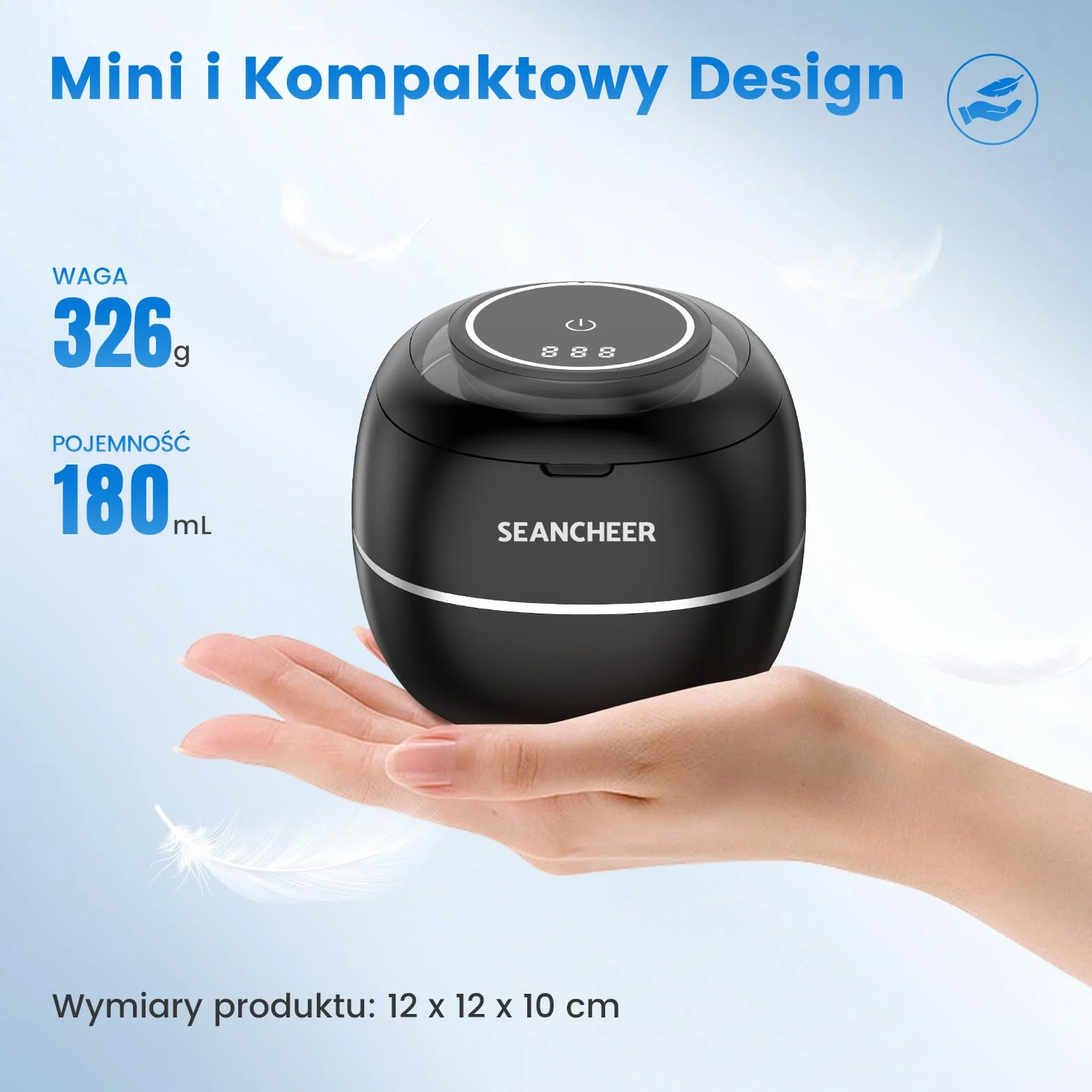 SEANCHEER Urządzenie Do Czyszczenia Ultradźwiękowego | 48000Hz | 24W | 180ML | Czyścik Ultradźwiękowy z lampą UV Do | Protez | Retainerów | Alignerów | Szyn Zębowych | Biżuterii | (Czarny)