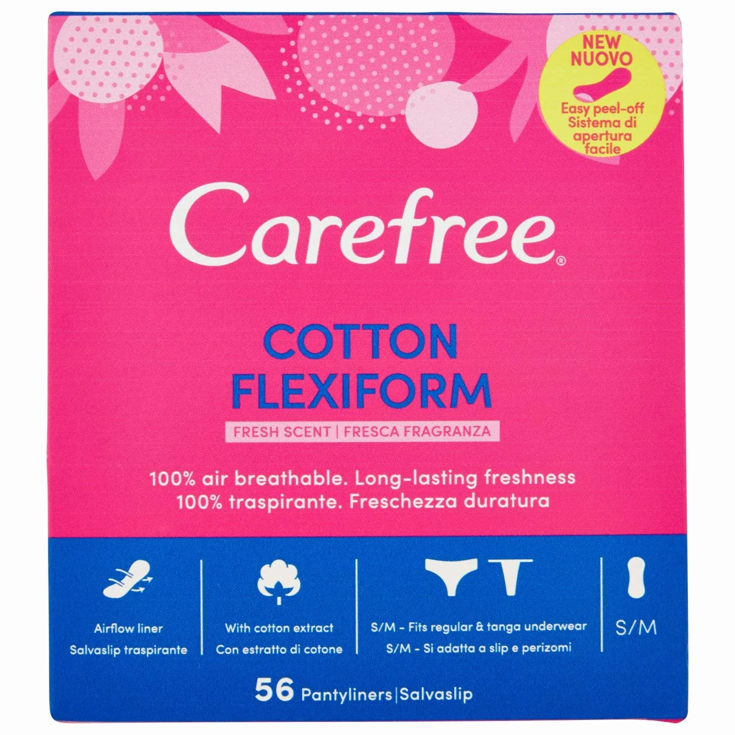 Carefree Flexform Fresh wkładki higieniczne, 1 opakowanie (1 x 58 sztuk)