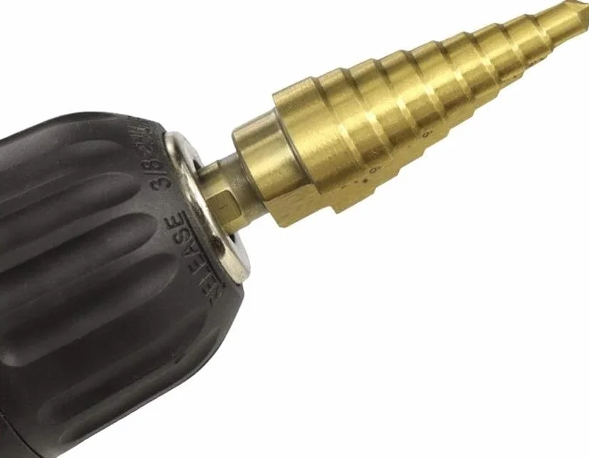 Zestaw wierteł stopniowych z rowkiem spiralnym, Wiertło stopniowe 1/8"-3/4" cala, stożkowe wiertło HSS pokryte tytanem, do wiercenia otworów w drewnie/metalu, wiertło stopniowe(No.4 1i4 3i4)