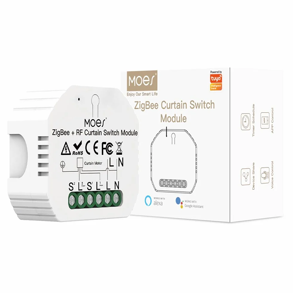 MOES Tuya Zigbee RF433 Inteligentny moduł przekaźnikowy do rolet do silnika rolet, Alexa Google Smart Life 【Wymagany hub Tuya ZigBee】