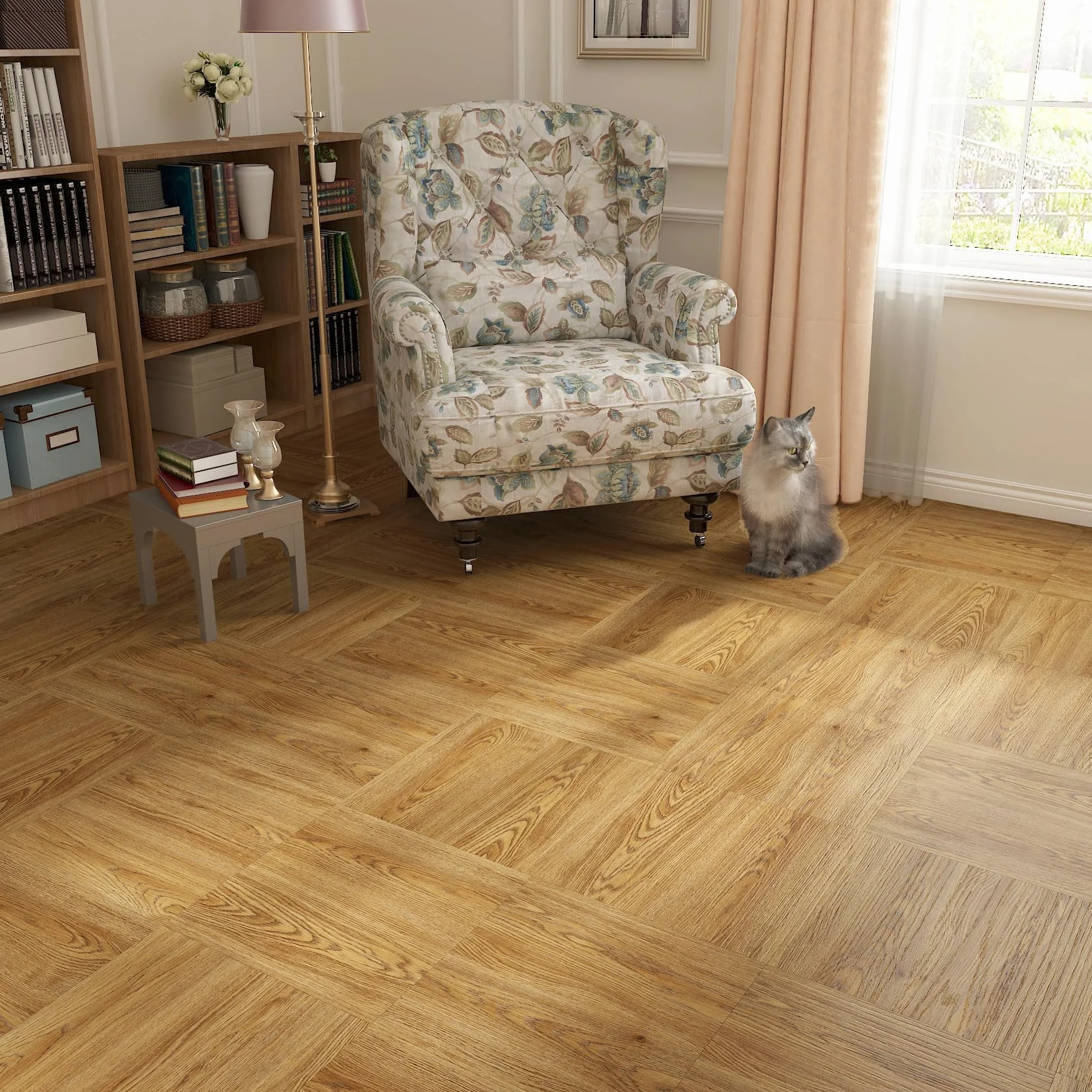 Decotalk Podłoga PCV Naturalny kolor drewna naklejka do kuchni 30 x 30 cm 30 sztuk 3,15 m² płytki samoprzylepne podłoga łazienka kuchnia zmywalna powłoka folia pokrywa płytki samoprzylepne