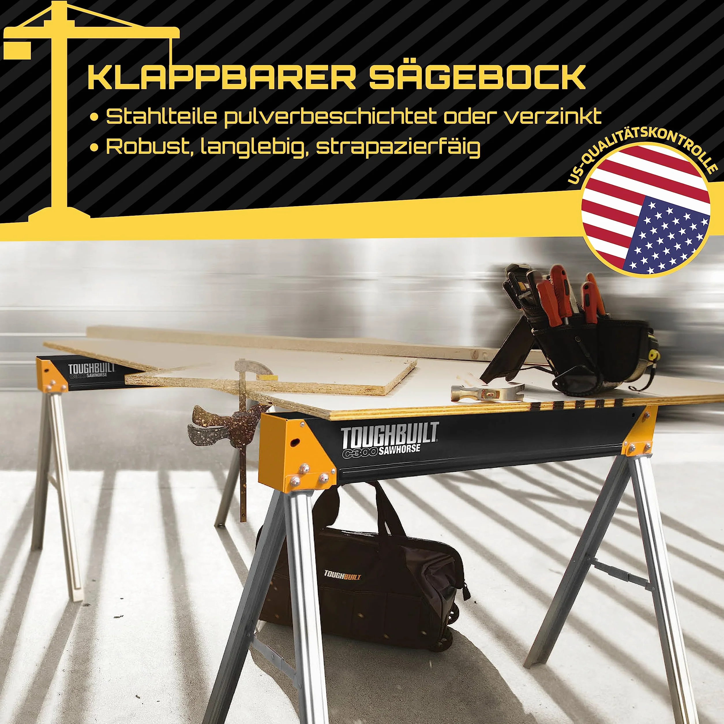 ToughBuilt C300 Sawhorse, Black and Yellow