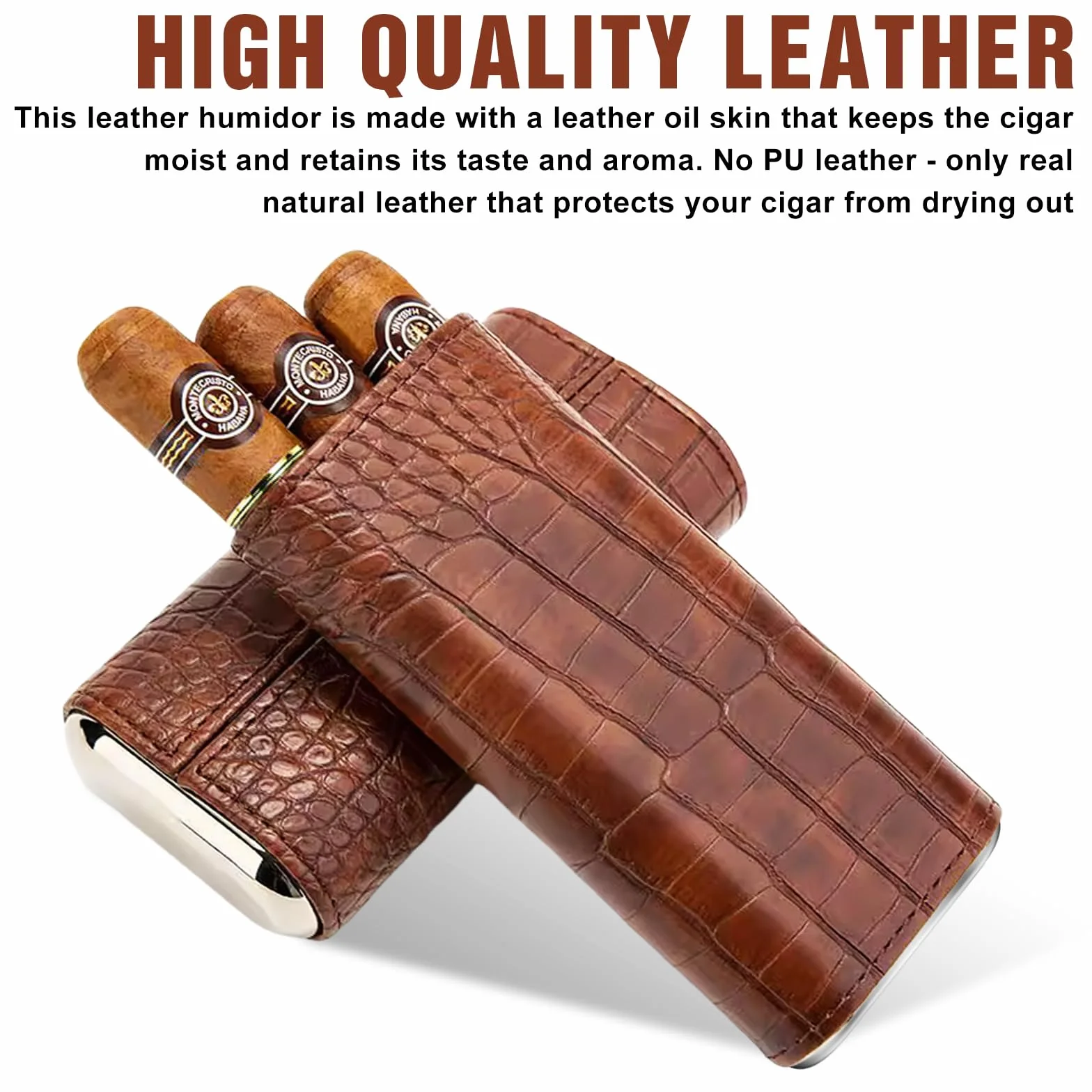 Przenośny humidor etui na cygara na 3 cygara