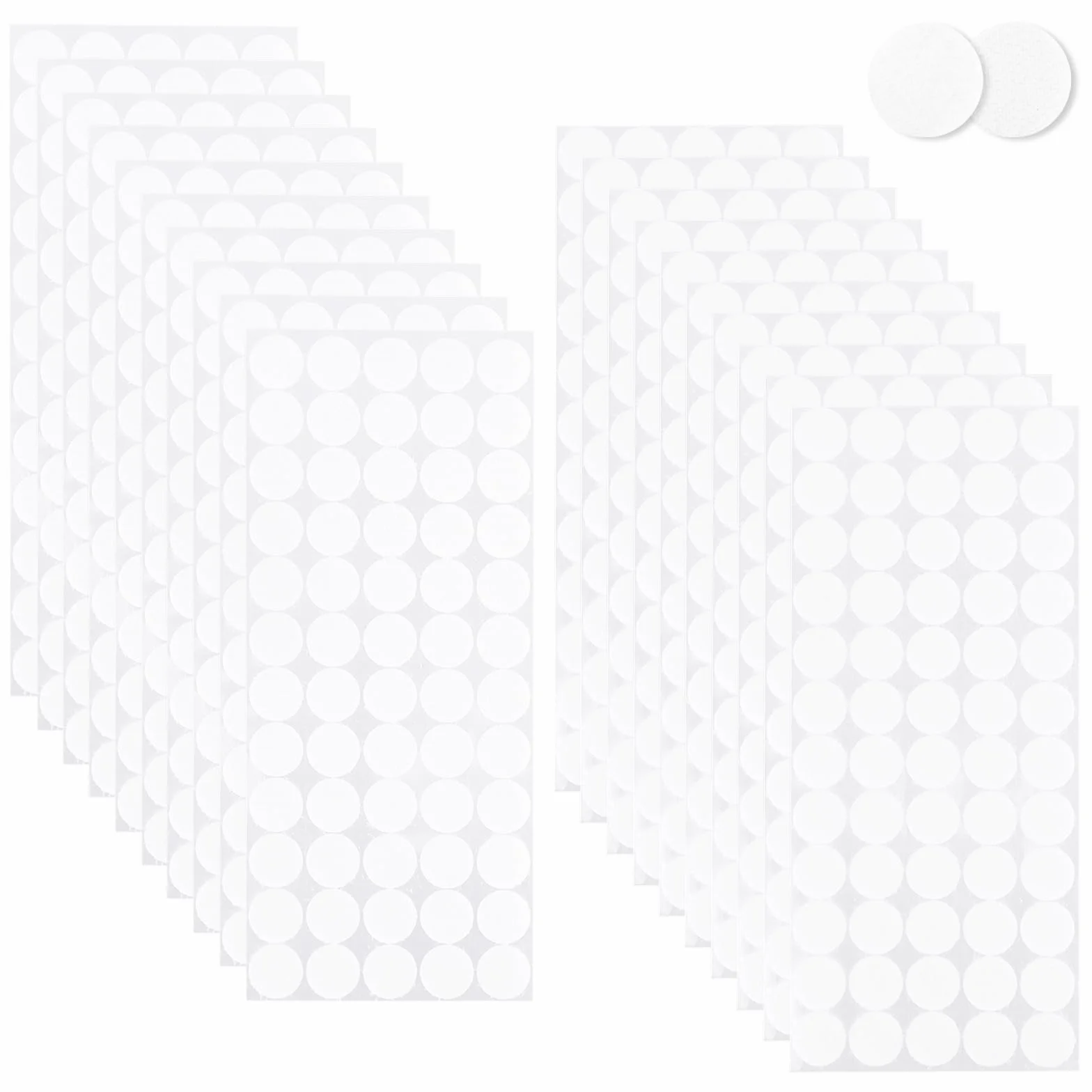 RETON Samoprzylepne kropki na rzep, 1200 szt., 20 mm, mocne kropki na rzepy, dwustronne, samoprzylepne podkładki na rzepy do domu, biura, szkoły (białe)