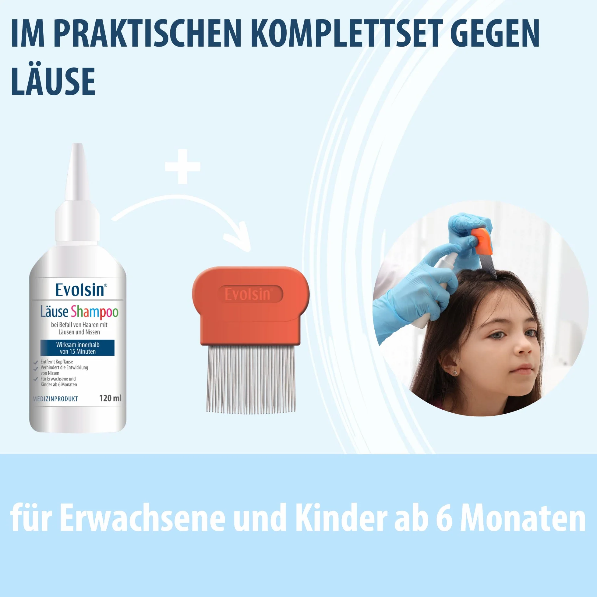 Evolsin szampon na wszy 120 ml dla dorosłych i dzieci od 6 miesięcy