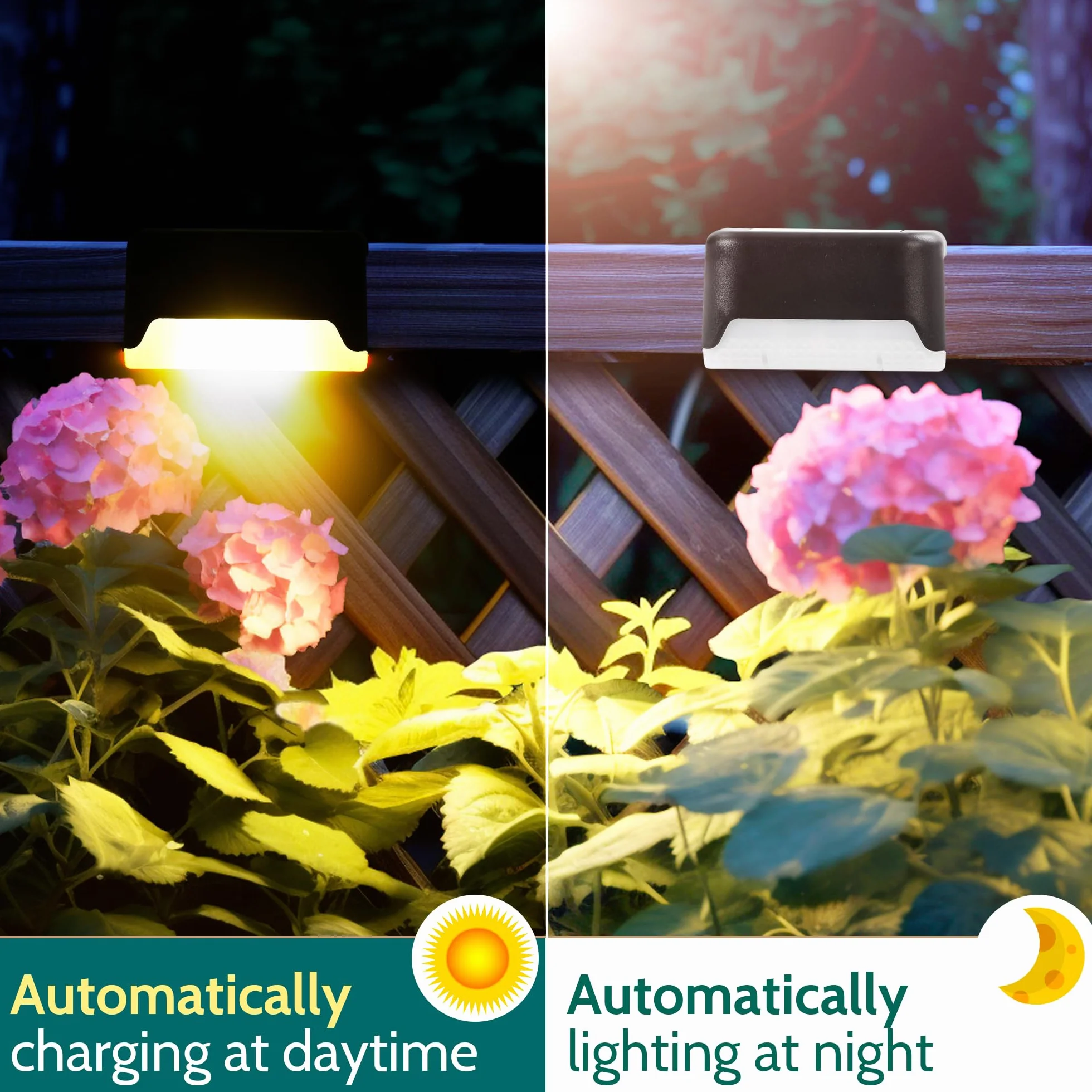 Solpex zewnętrzne lampy solarne 16 szt. wodoodporne światła LED do schodów zewnętrznych, schodów, ogrodzeń, dziedzińców, patio, rynny, ścieżki, dekoracji (czarna, ciepła biel)