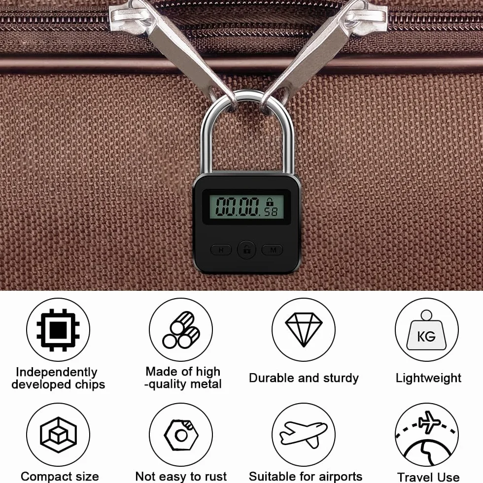 Cyfrowy zamek czasowy, Smart Time Lock z wyświetlaczem LCD, bezpieczna kłódka kuchenna, możliwość ponownego ładowania przez USB, inteligentna kłódka czasowa zapobiega złym nawykom