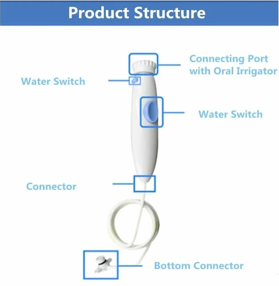 Wymienny uchwyt / wąż do higieny jamy ustnej Standardowy wąż do wody Plastikowy uchwyt pasuje do nawadniania ustnego Waterpik Wp-100 Wp-450 Wp-660 Wp-900 Irygator doustny/Ultra Waterfront
