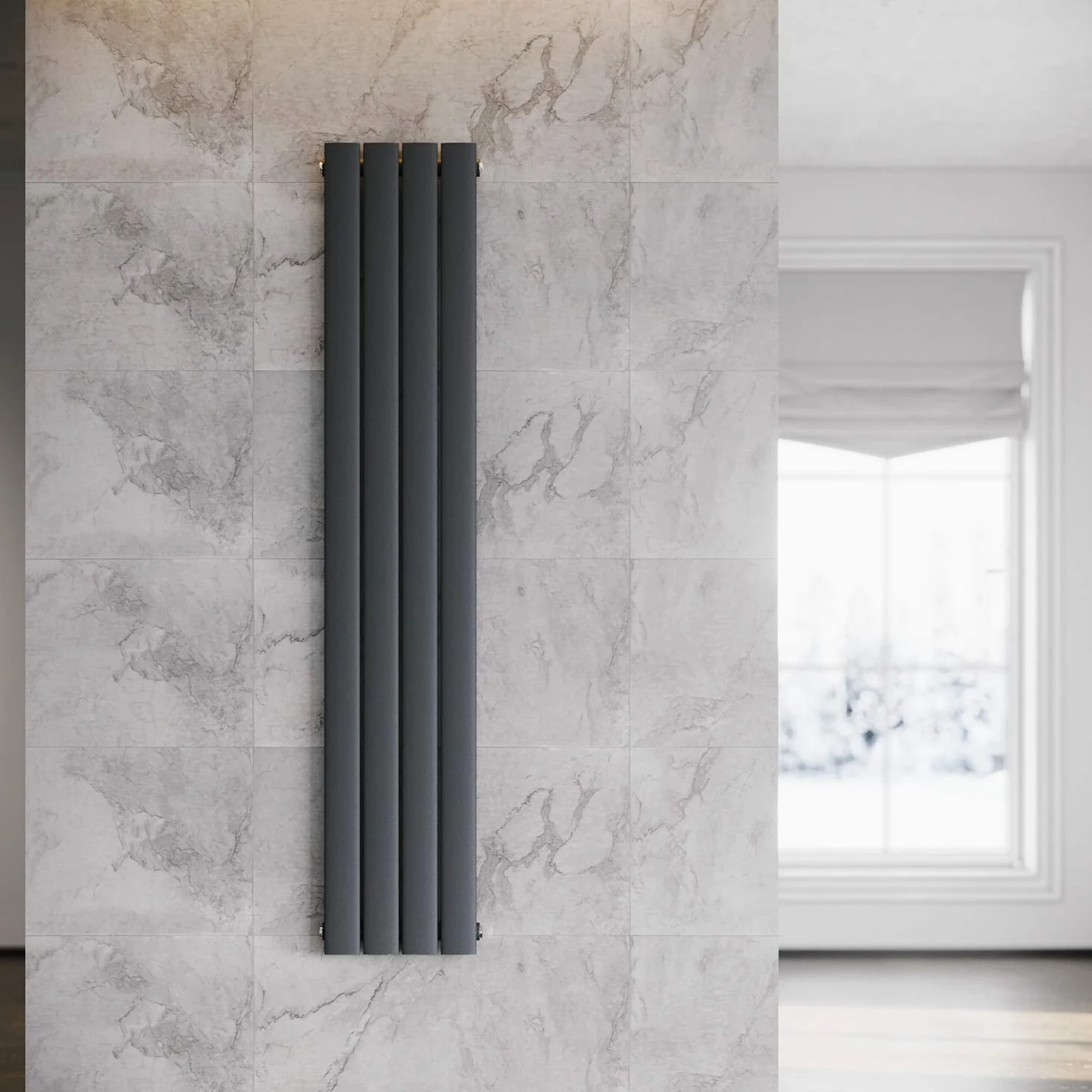 ELEGANT Grzejnik płaski pionowy antracyt 1600 x 308 mm Design grzejnik panelowy jednowarstwowy płaski grzejnik przyłącze środkowe ogrzewanie