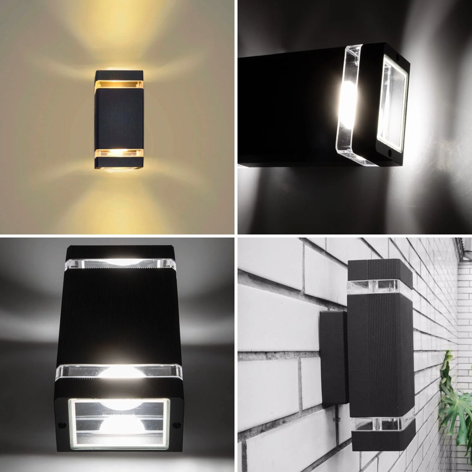 Lumiled lampa ścienna zewnętrzna ściana gniazdo GU10 oświetlenie zewnętrzne kinkiet ogrodowa taras fasada domu IP44 czarny prostokątny aluminiowy góra i