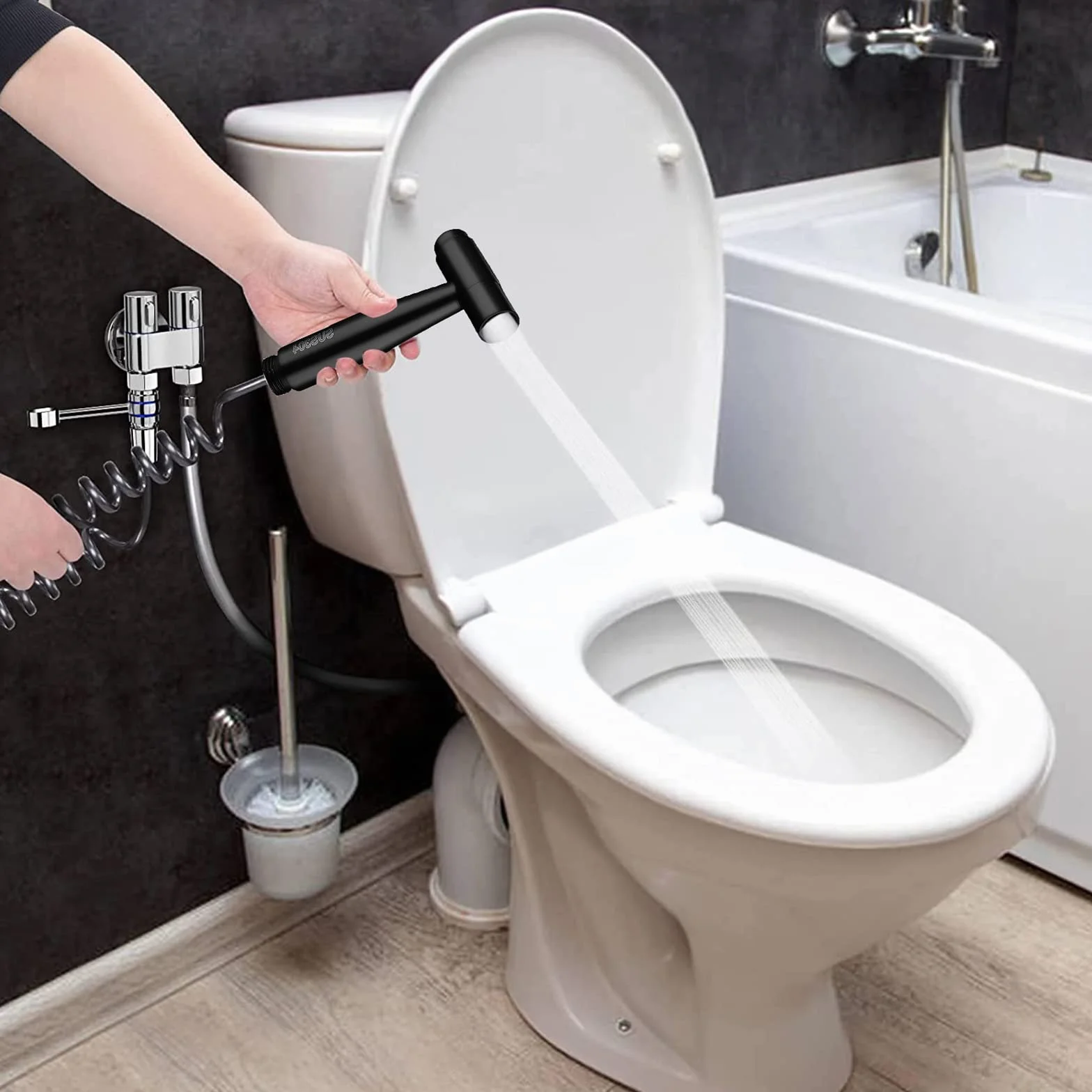 Bidet słuchawka prysznicowa zestaw ze stali nierdzewnej ręczny opryskiwacz bidet do toalety czarna słuchawka prysznicowa z wężem 3,1 m