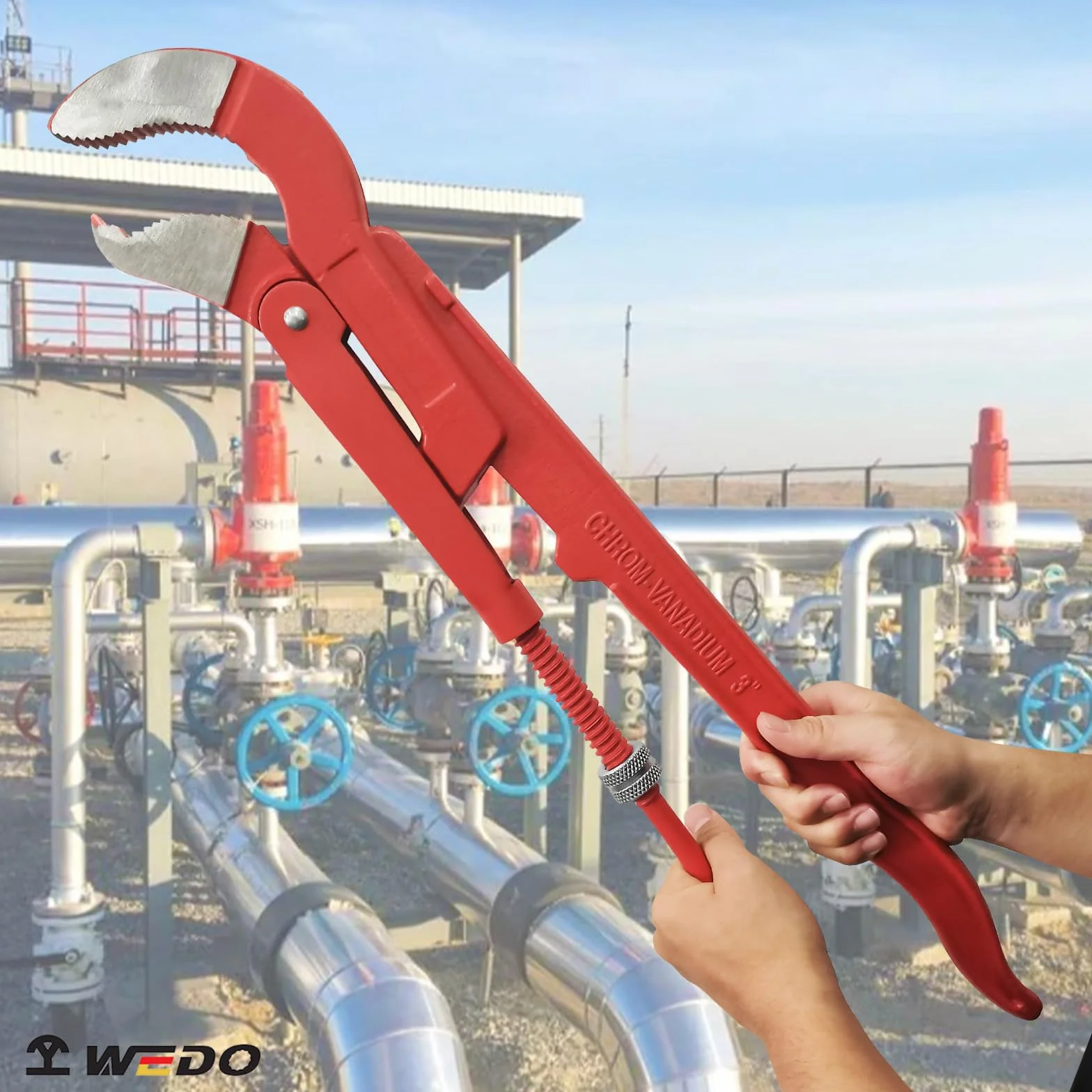 WEDO Szwedzki klucz do rur typu S 652 mm, maksymalne otwarcie szczęki 128 mm, stal CR-V | Klucz do pompy wodnej, antypoślizgowy uchwyt, kuty matrycowo, do nakrętek, montażu rur i naprawy pionu