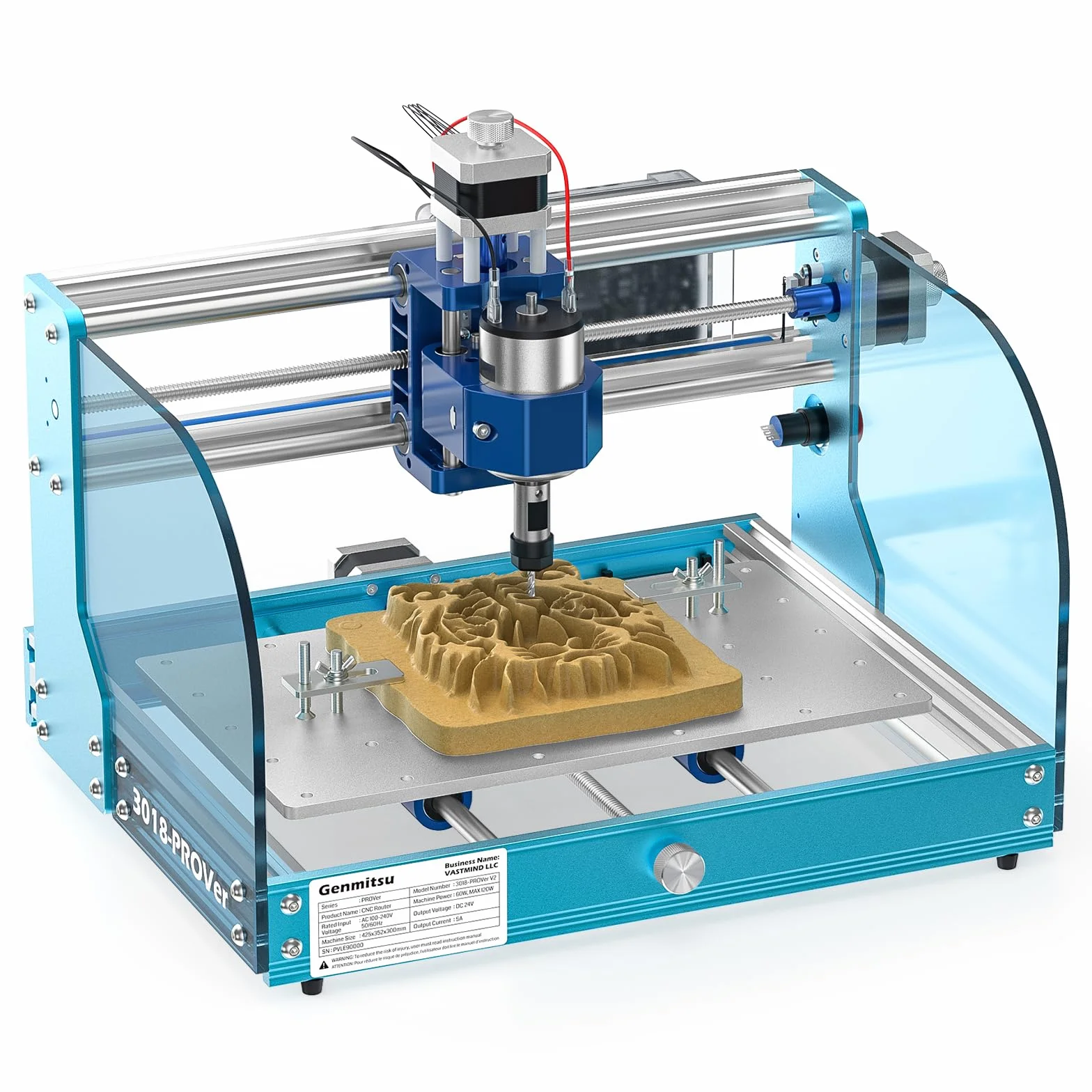 Genmitsu frezarka CNC 3018-PROVER, zestaw do grawerowania z aluminiową ramą, sterowanie GRBL i wyłącznik, frezarka CNC do drewna, akrylu i płyty MDF | Rama aluminiowa, sterowanie GRBL, wyłącznik awaryjny, do drewna, akrylu i płyty MDF