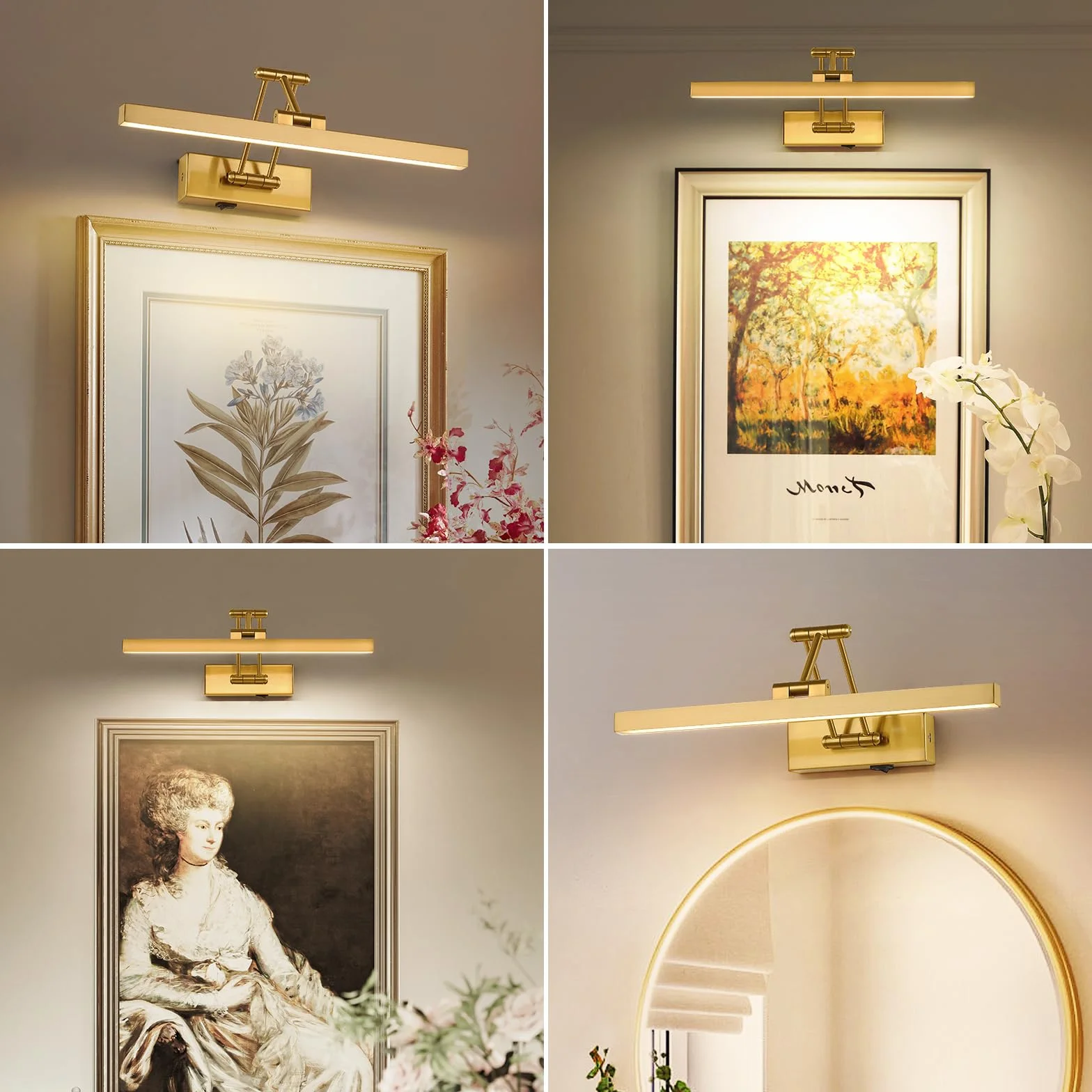 Obraz Światło Zasilacz na Baterie Żebrowane 40CM długie ładowalne lampy ścienne Regulowane LED Światło biblioteczne z wahadłowym ramieniem i funkcją timer'a Akumulatorowa lampa ścienna do