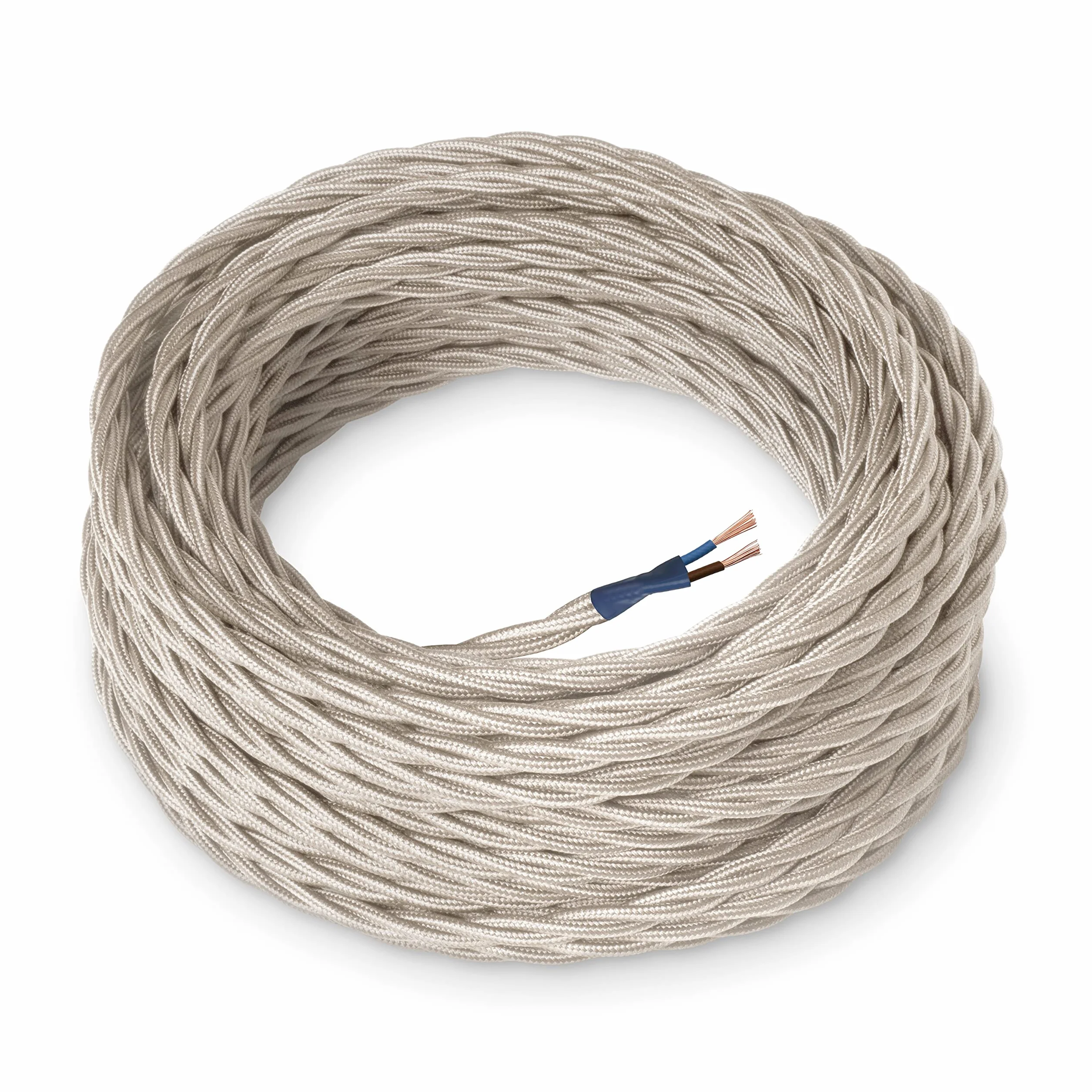 Amarcords - Kolorowy tekstylny kabel elektryczny KO?? S?ONIOWA, pleciony, jedwab, 20 metrów, z dwoma przewodami 2x0,75 - Pokryty kolorow? tkanin? vintage kabel do lamp, yrandoli, kinkietów i aba?urów