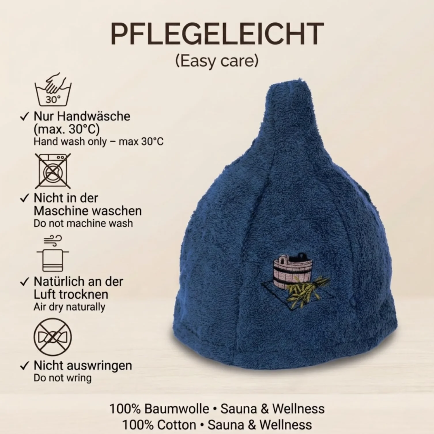 Kapelusz do sauny 100% bawełna z haftem czapka wellness