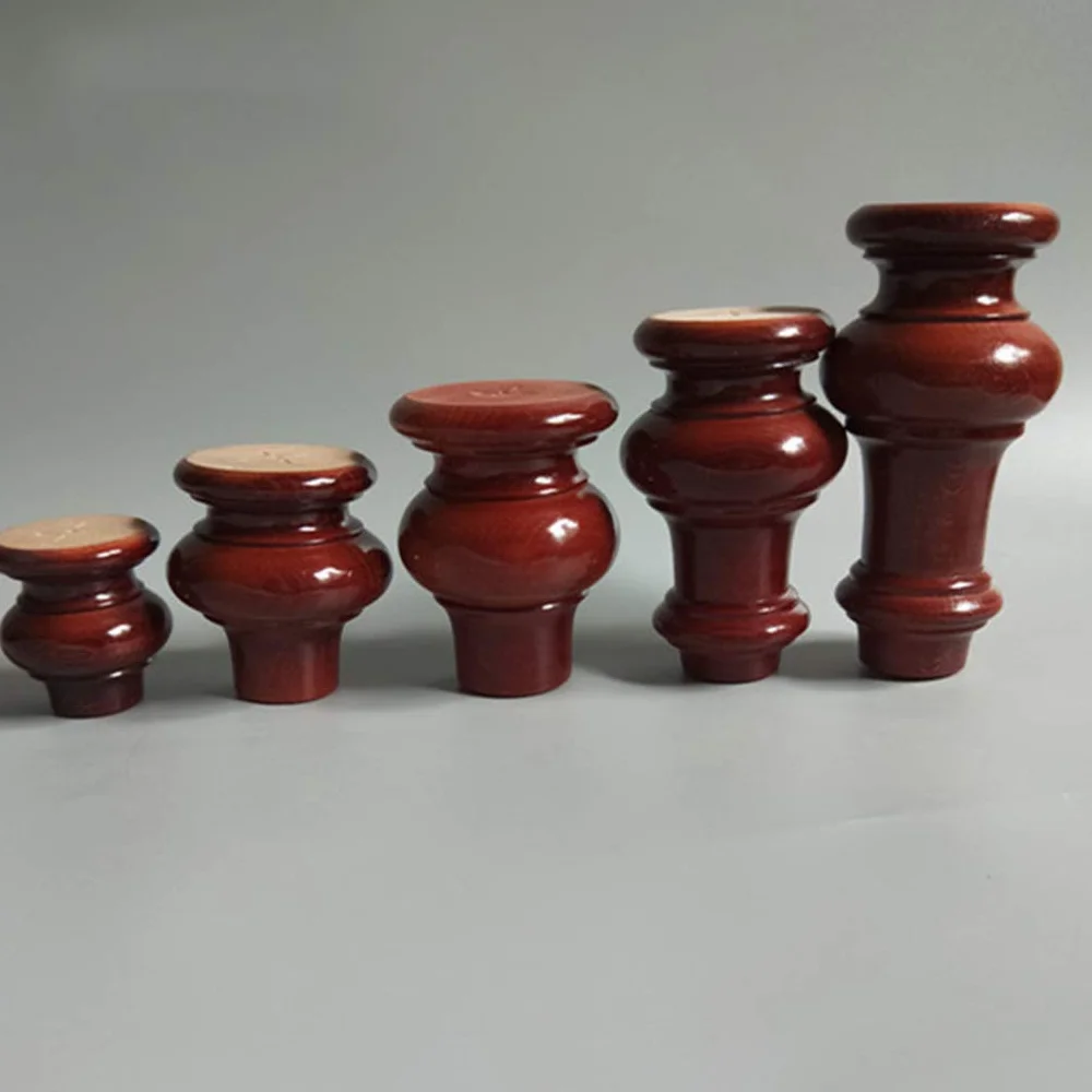 Nogi meblowe z litego drewna, tykwa, 4 sztuki, wymienne nóżki do sofy, łóżka, szafki, krzesła, kanapy, biurka 15 cm, kolor mahoń