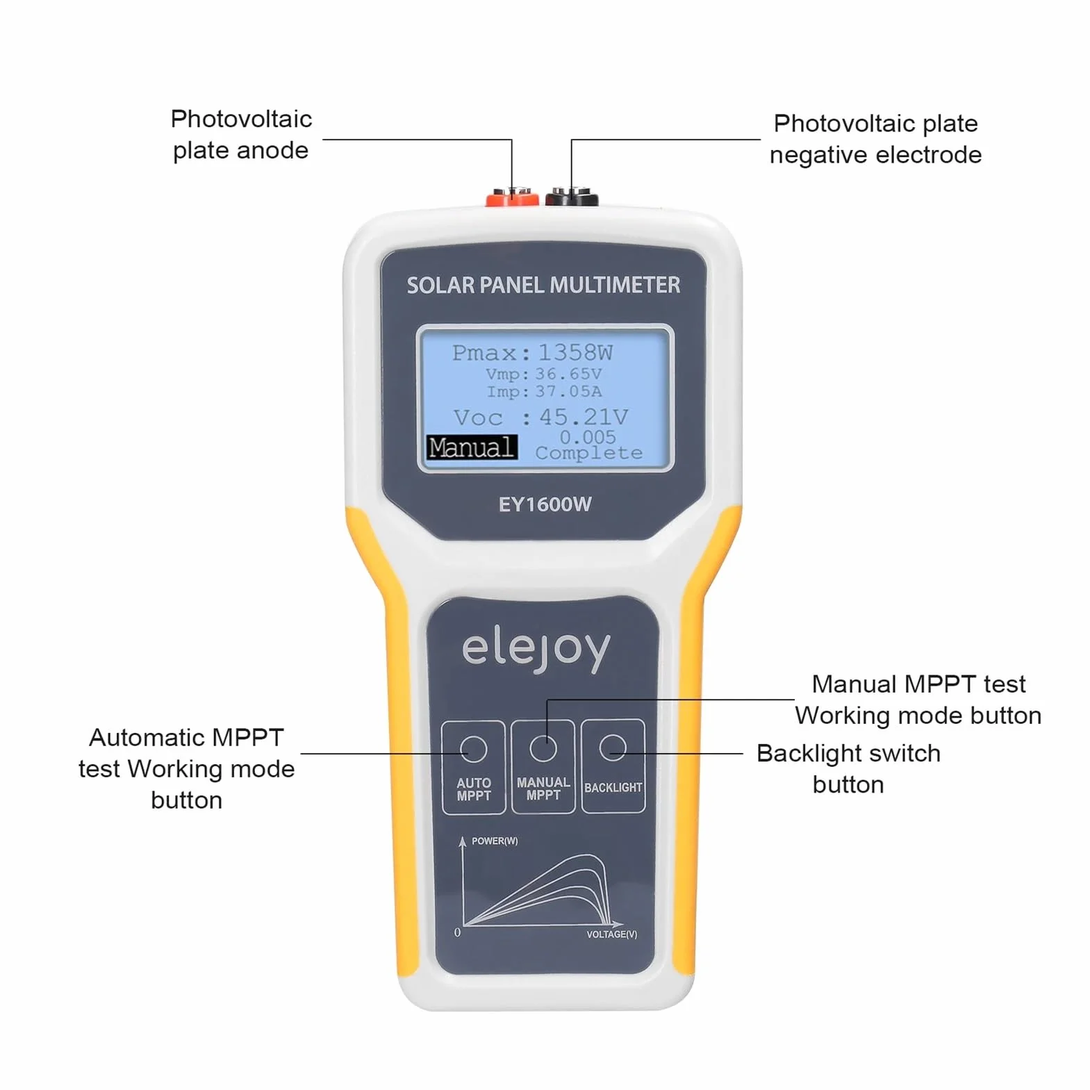 EY1800W/EY1600W/EY800W/EL400B Tester Paneli Słonecznych Panel Fotowoltomierz Auto/Manualny Miernik MPPT Woltomierz Profesjonalne narzędzie dla elektryków(2000w)