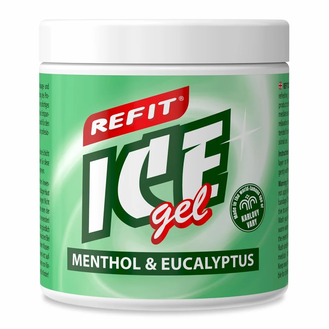Refit Ice Gel Menthol & Eukaliptus 230 ml – Extra żel przeciwbólowy - naturalna moc chłodzenia mentolu - zapach eukaliptusa - dla pleców, mięśni i stawów, maść do masażu po wysiłku fizycznym