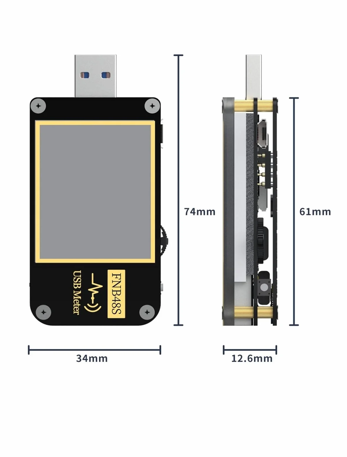 Woltomierz Cyfrowy Amperomierz Tester USB Wskaźnik Napięcia I Prądu Profesjonalne Narzędzia Dla Elektryków Detektor Ładowarki Szerokie zastosowanie(Without BT)