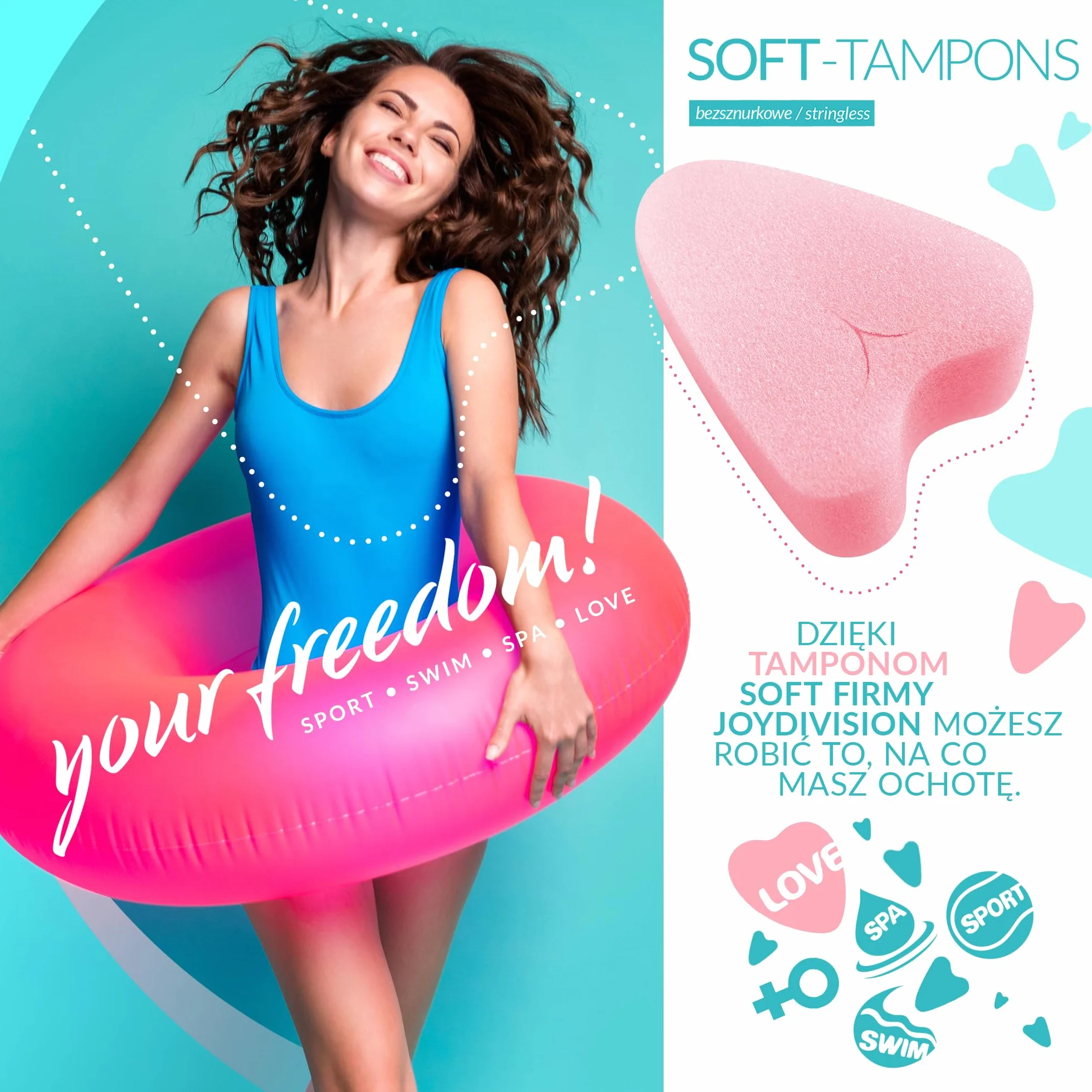 JOYDIVISION Soft-Tampons normal 50 sztuk Tampony bez sznurka gąbeczka menstruacyjna ultra soft