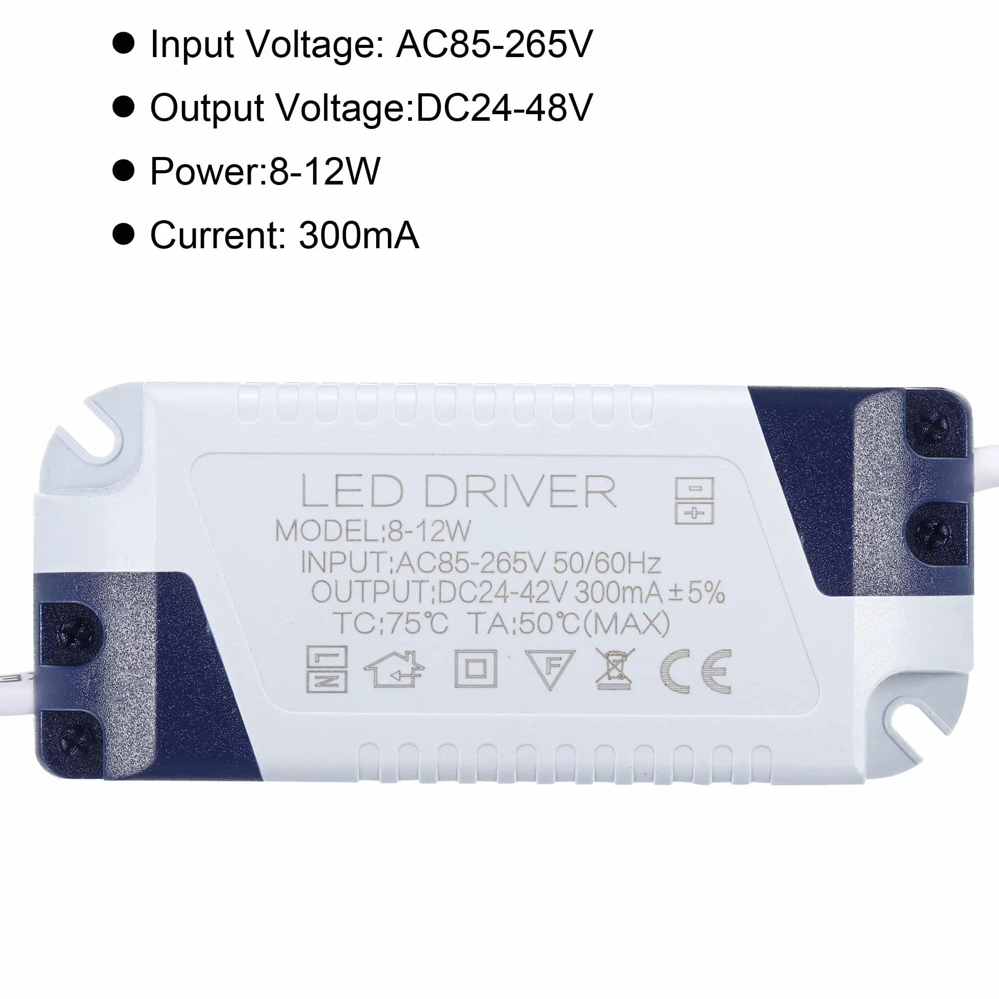 PATIKIL Napęd LED 8-12 W 300 mA, wyjście AC 85-265 V 24-42 V DC żeńskie złącze stały prąd zaczerwienienie transformator zewnętrzny zasilacz LED lampa sufitowa