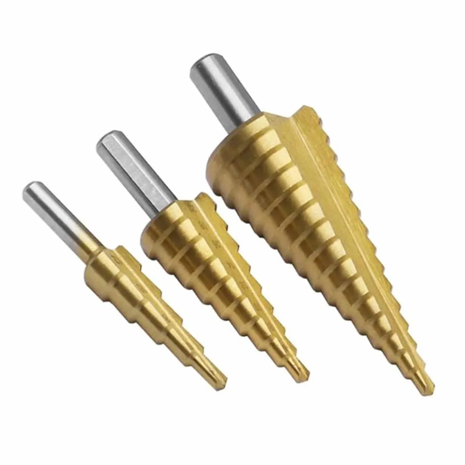 6 sztuk wiertła stopniowe HSS spiralne metryczne kompozytowe wiertło kranowe 4-12 4-20 4-32mm narzędzia do wiercenia stożkowego do dłutowania do cięcia drewna (Material : Bagged)