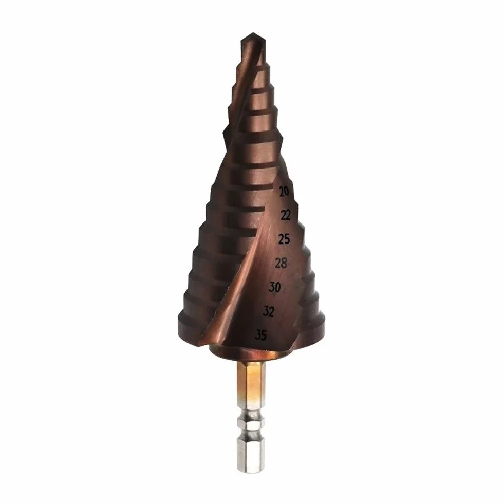 Wiertło schodowe, stożkowe wiertło Wiertło stopniowe z węglika tytanu Co M35 Kobalt i Kobalt Wiertło stopniowe 13 stopni 6,35 mm Uchwyt sześciokątny Wiertło Pagoda HSS 6-35 mm