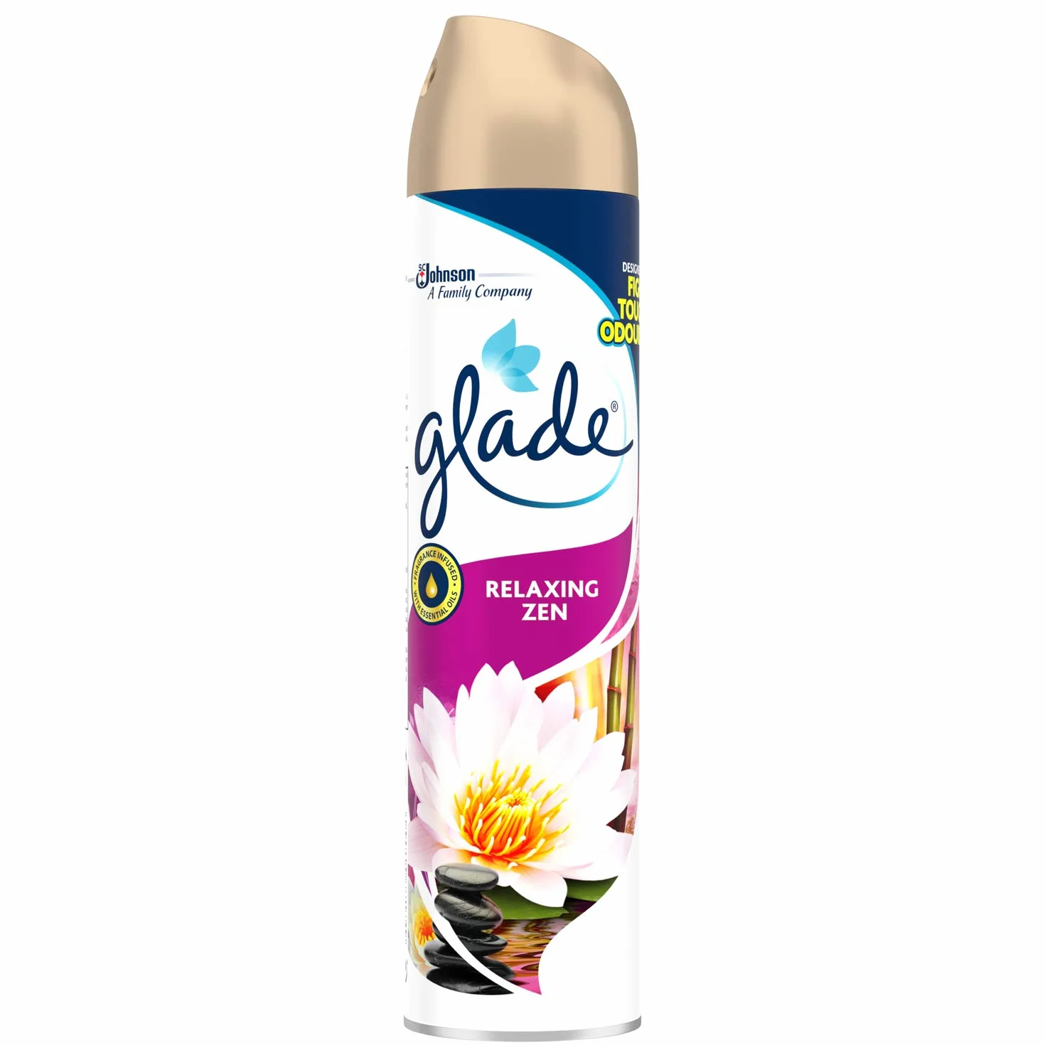 Glade Odświeżacz powietrza w sprayu, aerozol eliminator zapachów i zapach pokoju, 300 ml, relaksujący zen, 1 szt