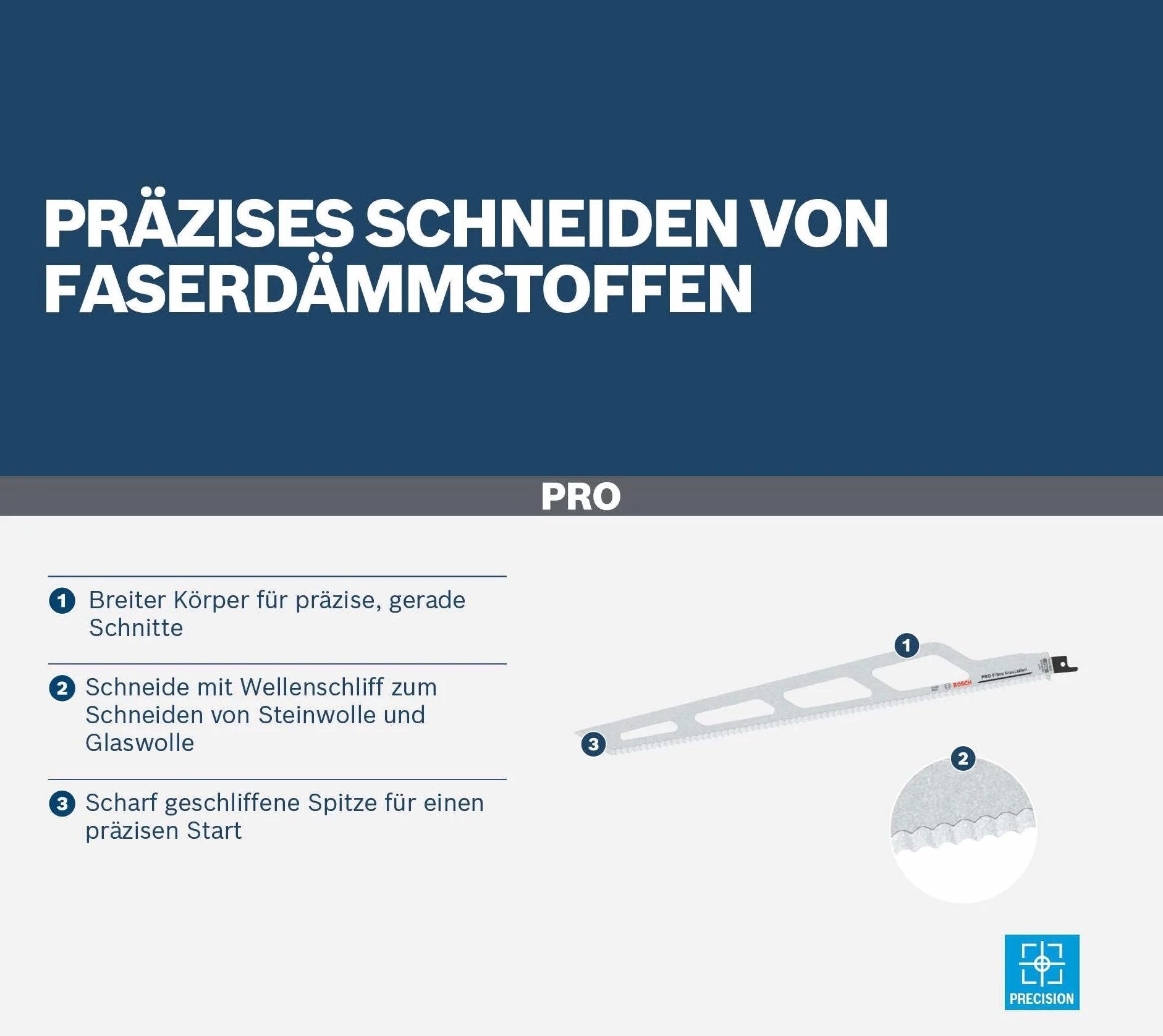 Bosch 1x Brzeszczot do piły szablastej PRO Fibre Insulation S2013AWP (do Wełna mineralna, Wełna mineralna, Długość 400 mm, Professional Akcesoria Piła szablasta)