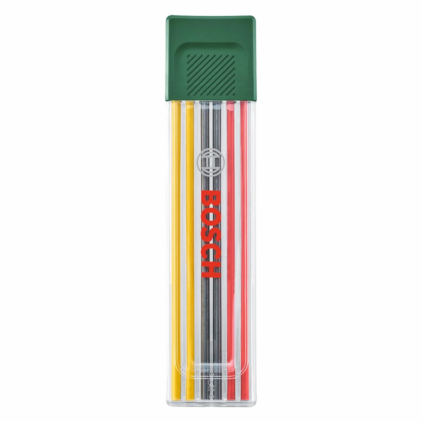 Bosch Wkłady kolorowe i grafitowe, 6 szt. (osprzęt do znacznika do głęb. otworów, 2x czerwony, 2x żółty, 2x grafitowy HB, 2,8 mm, kaseta)