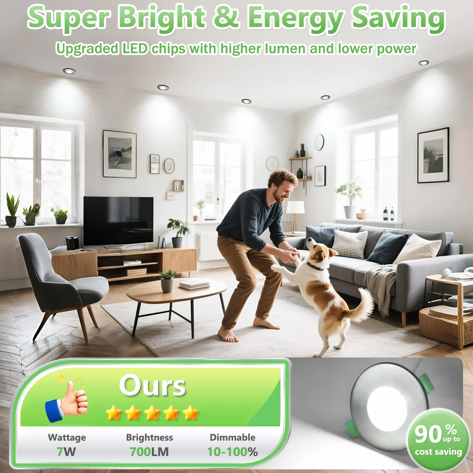 YindaLux Reflektor LED wpuszczany 7 W 700 lm IP65 reflektor łazienkowy, ciepła biel 2700K neutralna biel 4000 K zimna biel 6000 K regulowany, otwór Φ60-75 mm, AC220-240V, zestaw 10 sztuk, nikiel