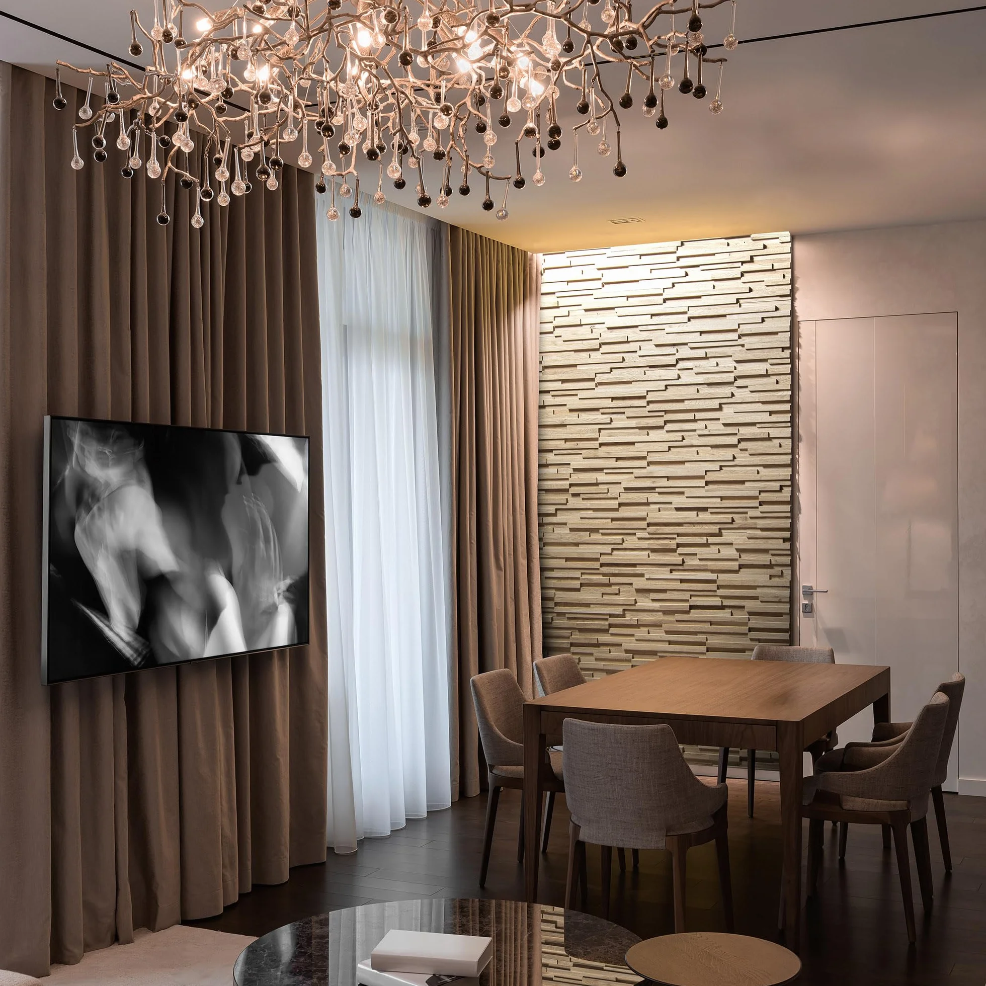 Drewniana okładzina ścienna o wyglądzie 3D, naturalne panele ścienne z drewna dębowego firmy Wooden Wall Design model Correctus (1 m2).