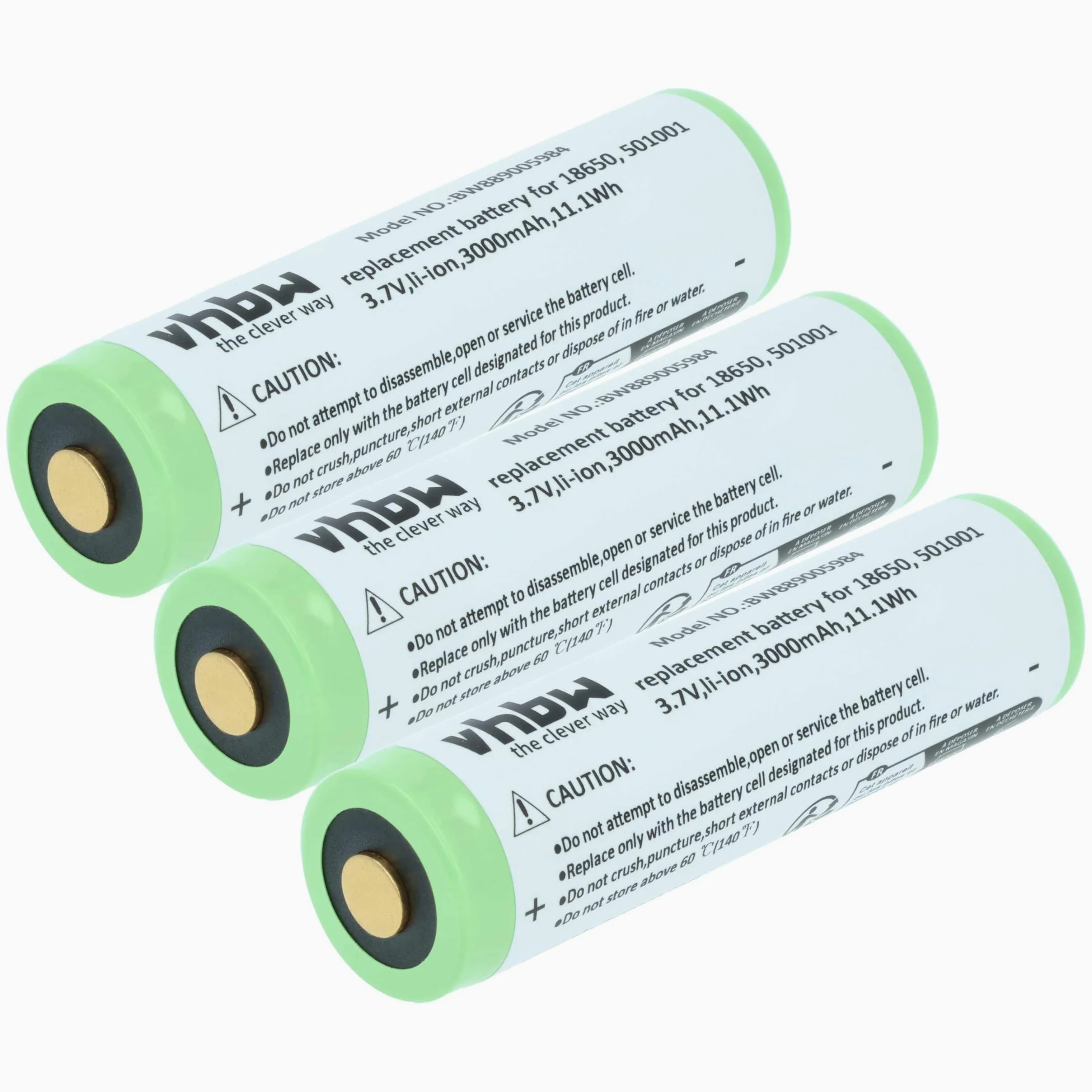 vhbw 3 x akumulator kompatybilny z Ledlenser P6 Core Edidition 2021, P6R Core Edition 2020 latarka czołowa (3 Ah, 3,7 V, litowo-jonowa)