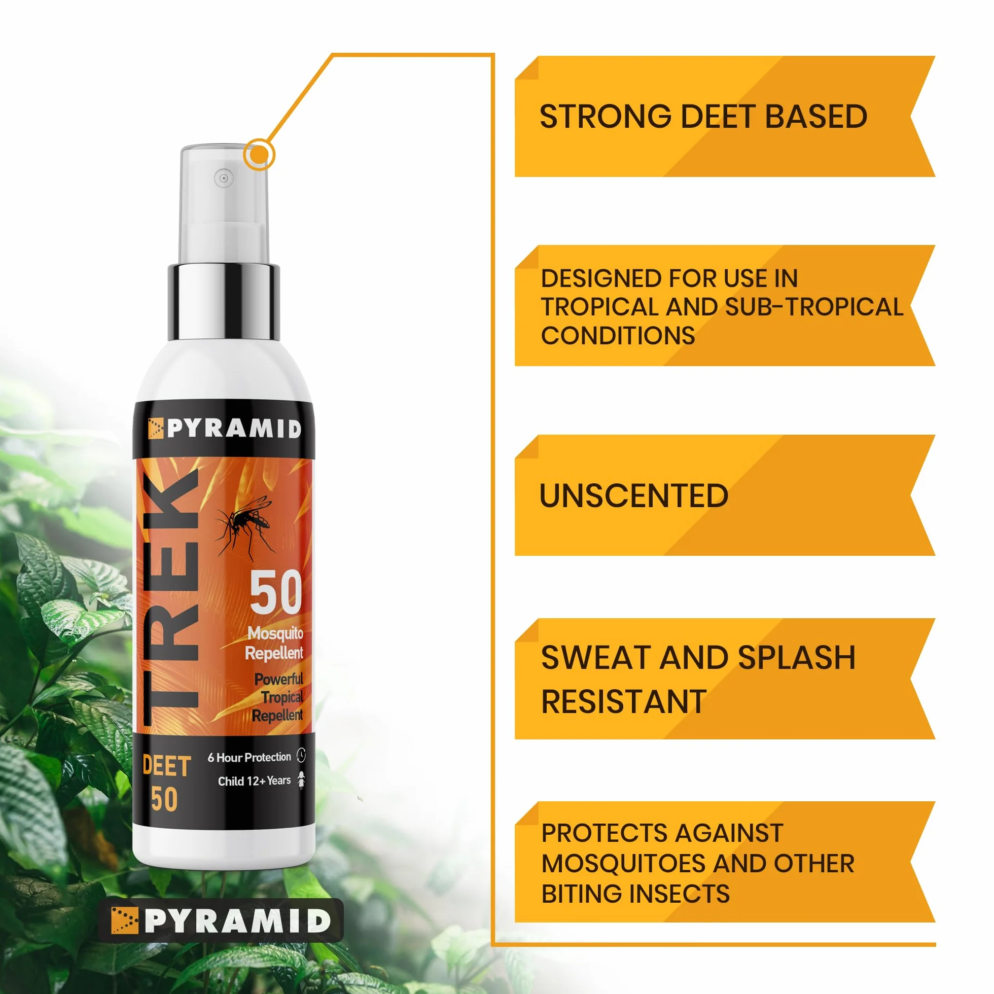 Pyramid Trek Spray odstraszający owady 50% DEET bezzapachowy ochrona 6h dla dzieci od 12 lat 3 szt.