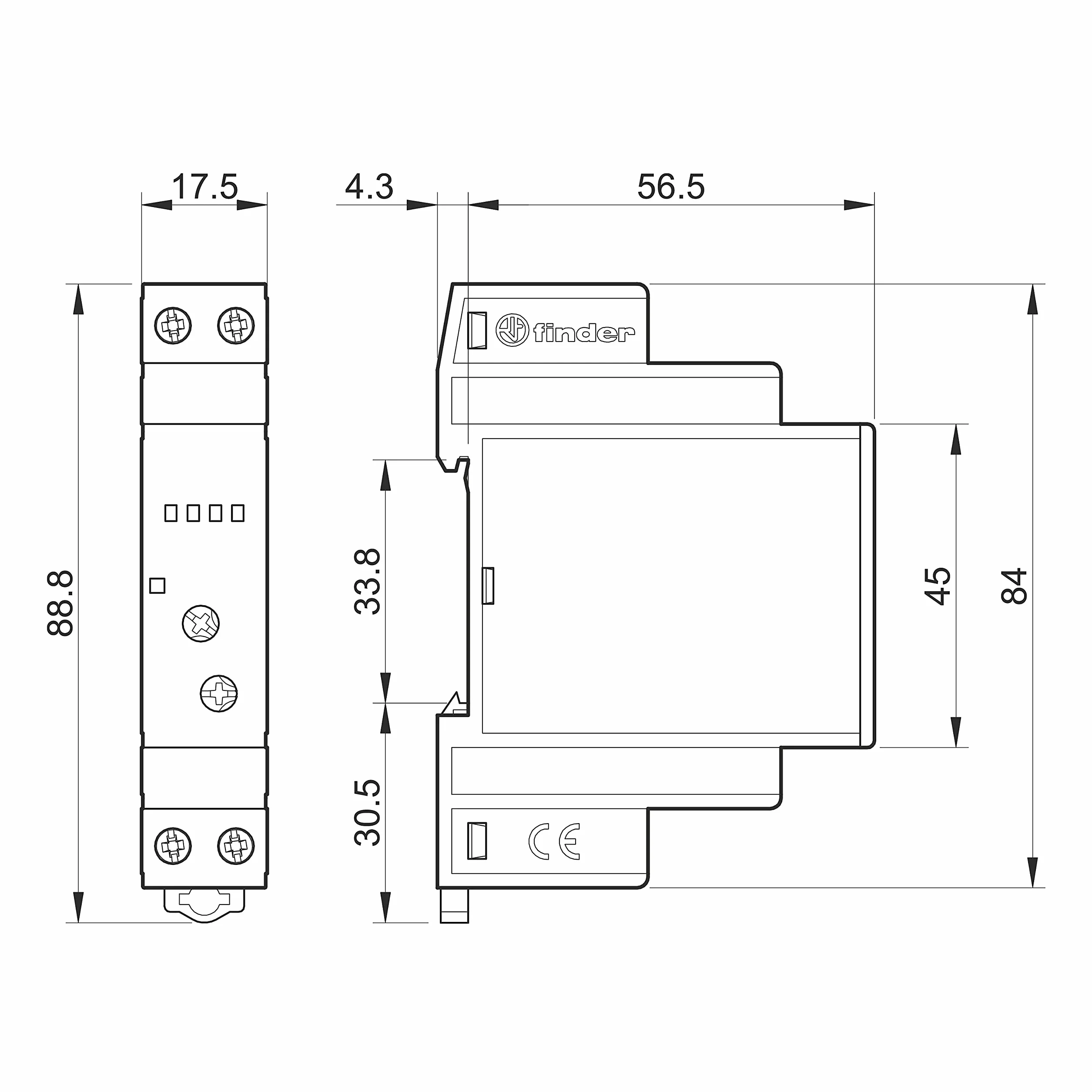 Finder ściemniacz modułowy 500 W 230 VAC 35 mm szyna DIN