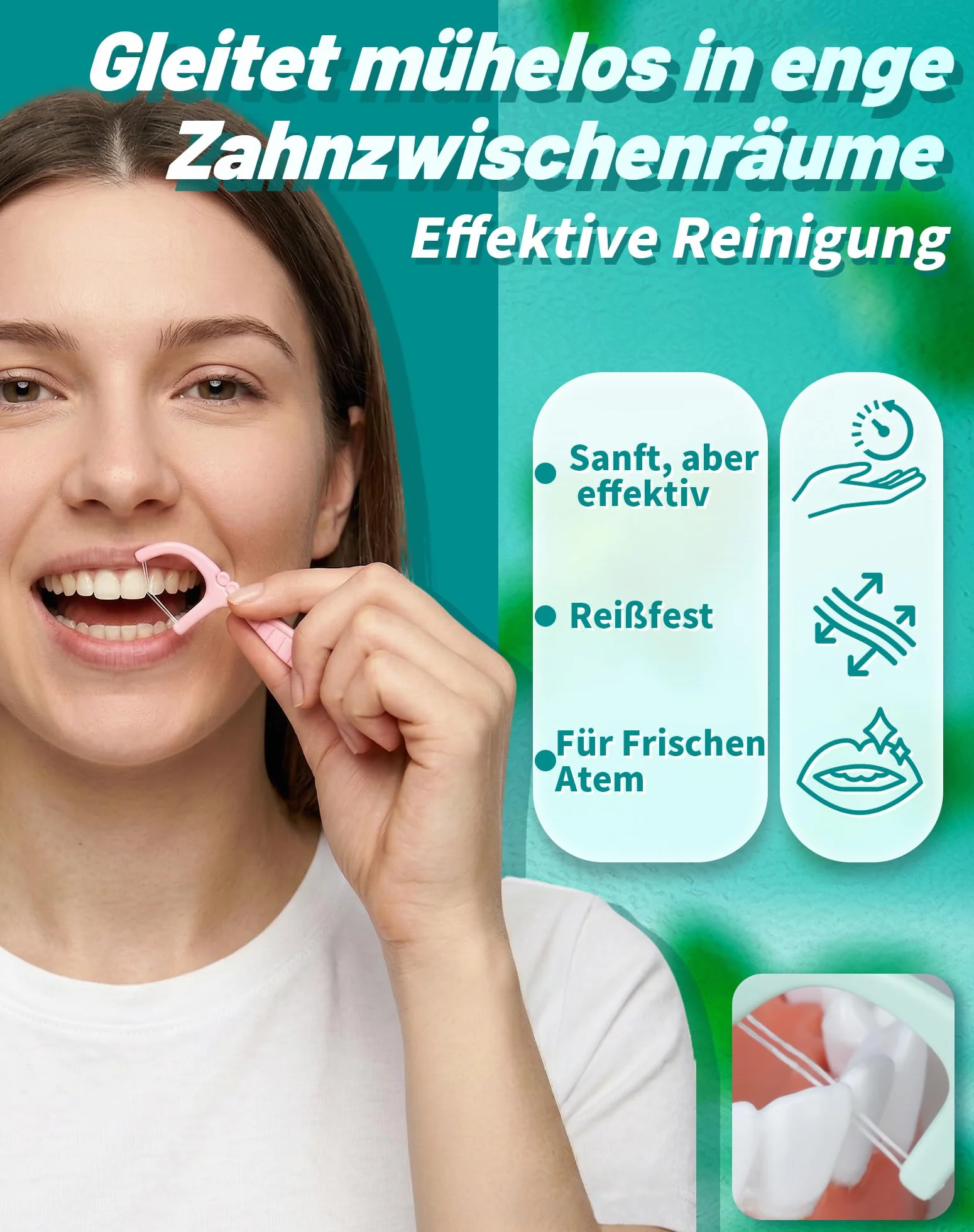 Nić dentystyczna wykałaczka o smaku (mięta i limonka)