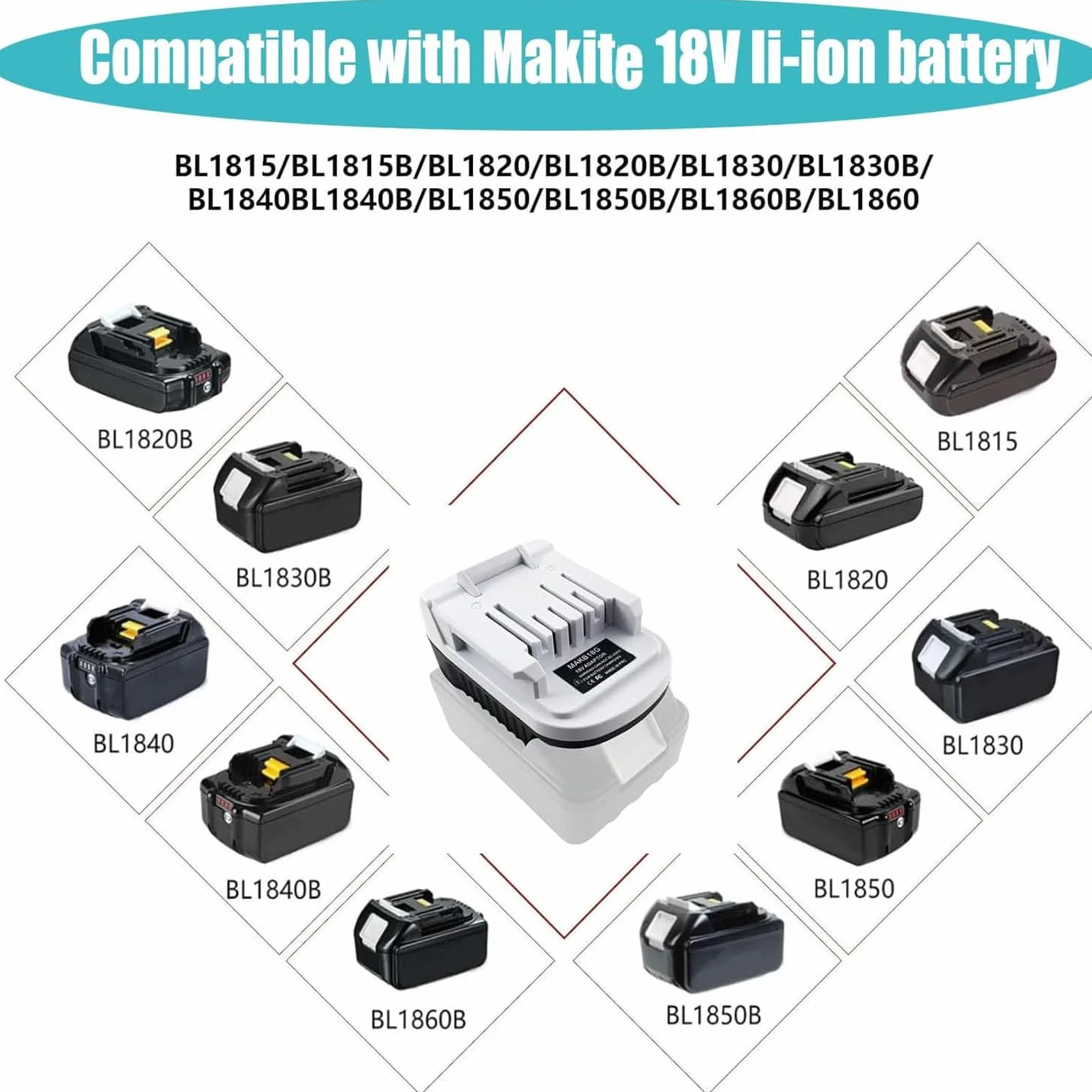 TPDL MAKB18G 18 V akumulator litowo-jonowy adapter do serii G, adapter do akumulatora 18 V Li-Ion konwerter do BL1815G BL1811G BL1830G