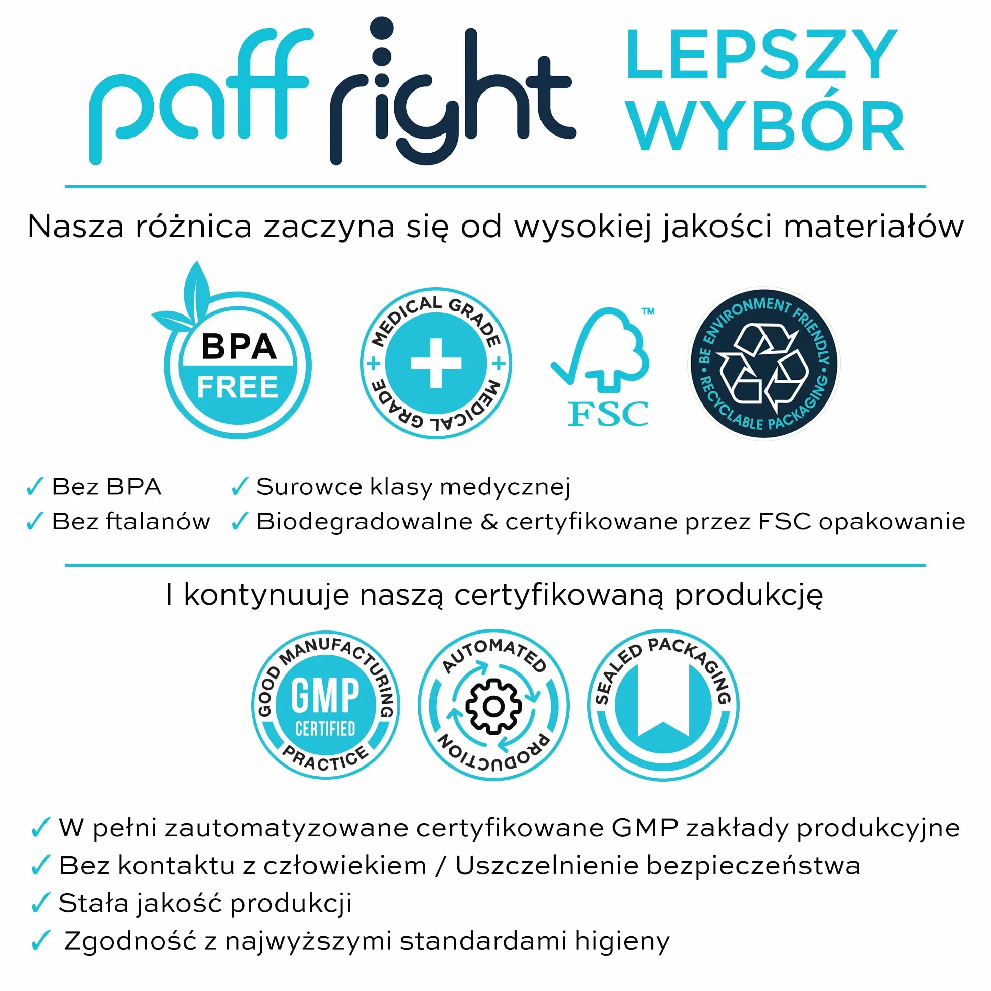 Paffright 1200 filtrów do papierosów 8 mm antysmolisty plastikowy ustnik