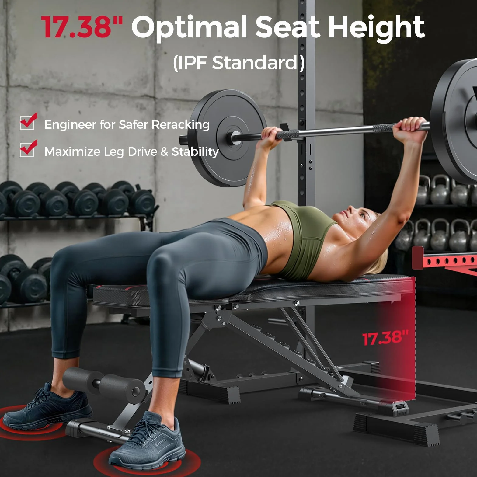 FLYBIRD Wielefunkcjonalna ławka do sztang, 8-krotnie regulowana oparcie/3-krotnie regulowana podnóżka, nośność 318 kg, składana ławka treningowa z kątem 90° do fitnessu w domu