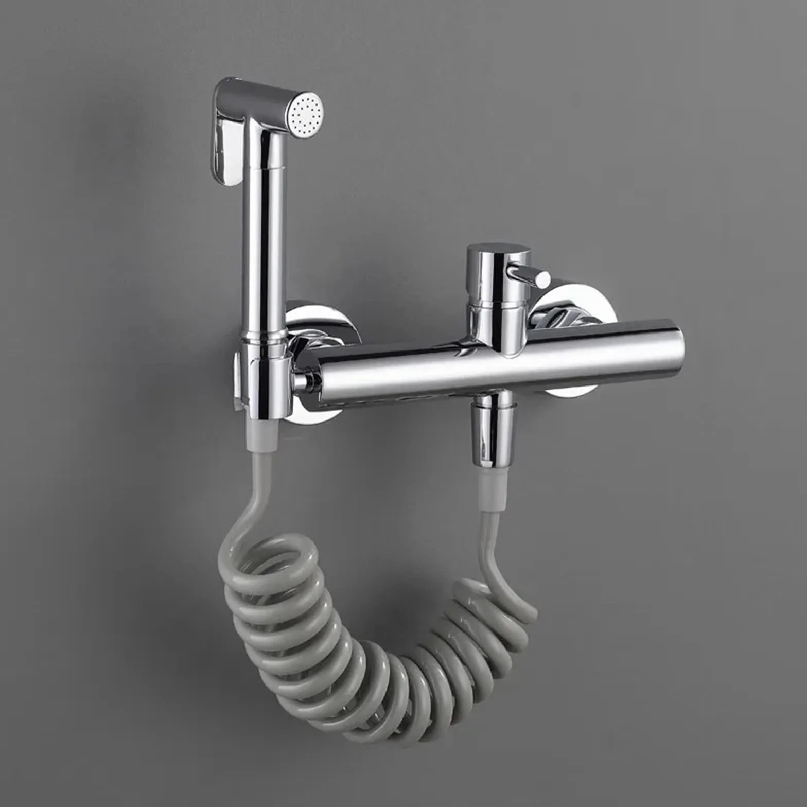 Bidet do toalety, opryskiwacz, akcesoria łazienkowe, bateria mieszająca do ciepłej i zimnej wody, bateria ścienna bidet, różowe złoto/szary (złoty)