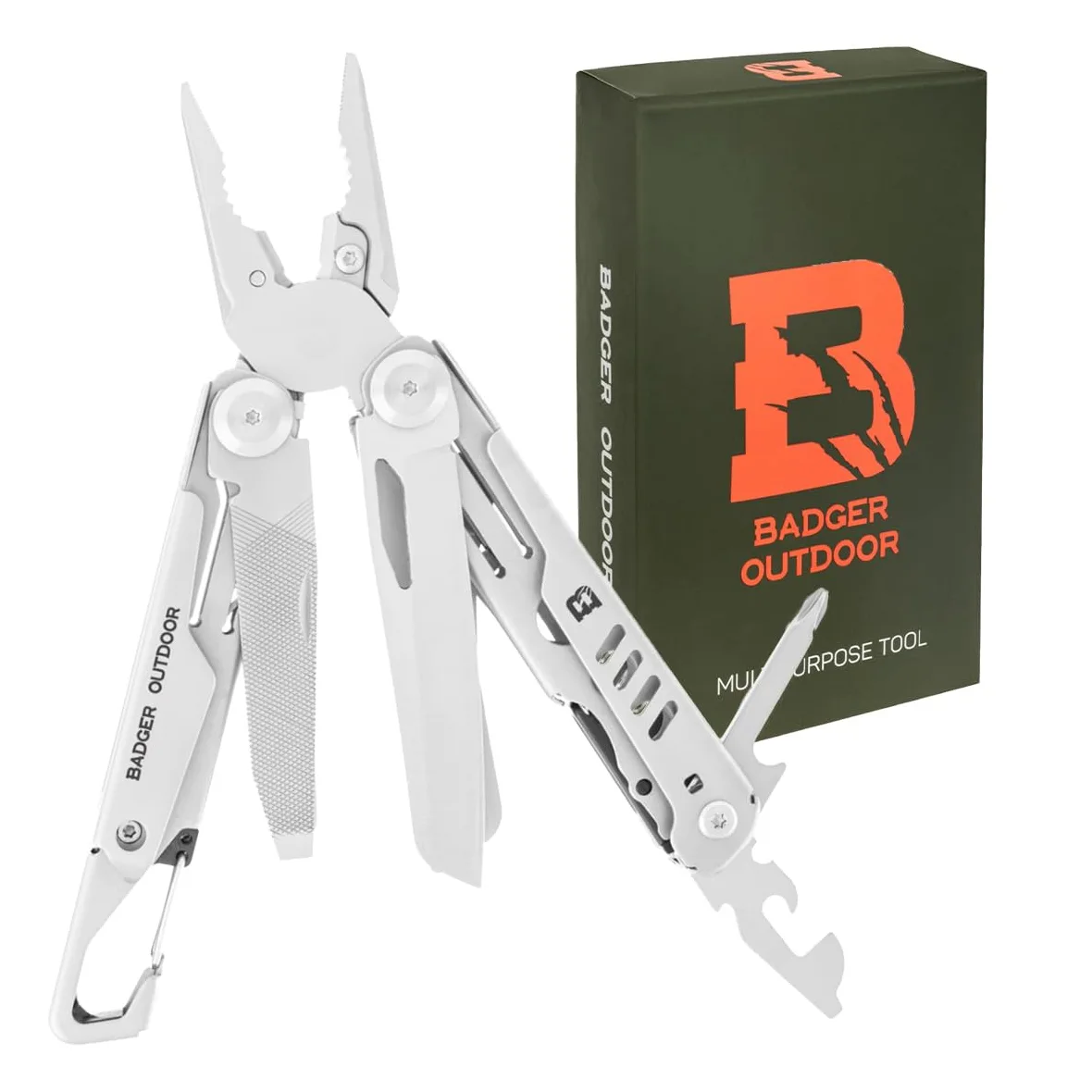 Badger Outdoor Fang Multitool 12w1 - Nóż Wielofunkcyjny | Ze Stali Nierdzewnej, Narzędzie Survivalowe z Kombinerkami i Nożyczkami, Wysokiej Jakości Gadżet Outdoorowy
