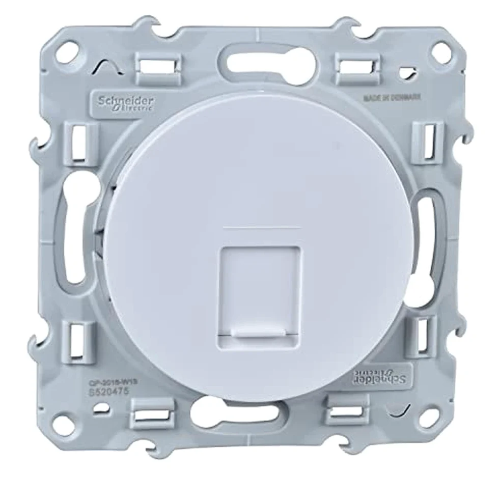 Schneider Electric - Odace, gniazdo RJ45 białe, klasa 1 (telefon + komputer) kat. 6 UTP, śruba - S520475
