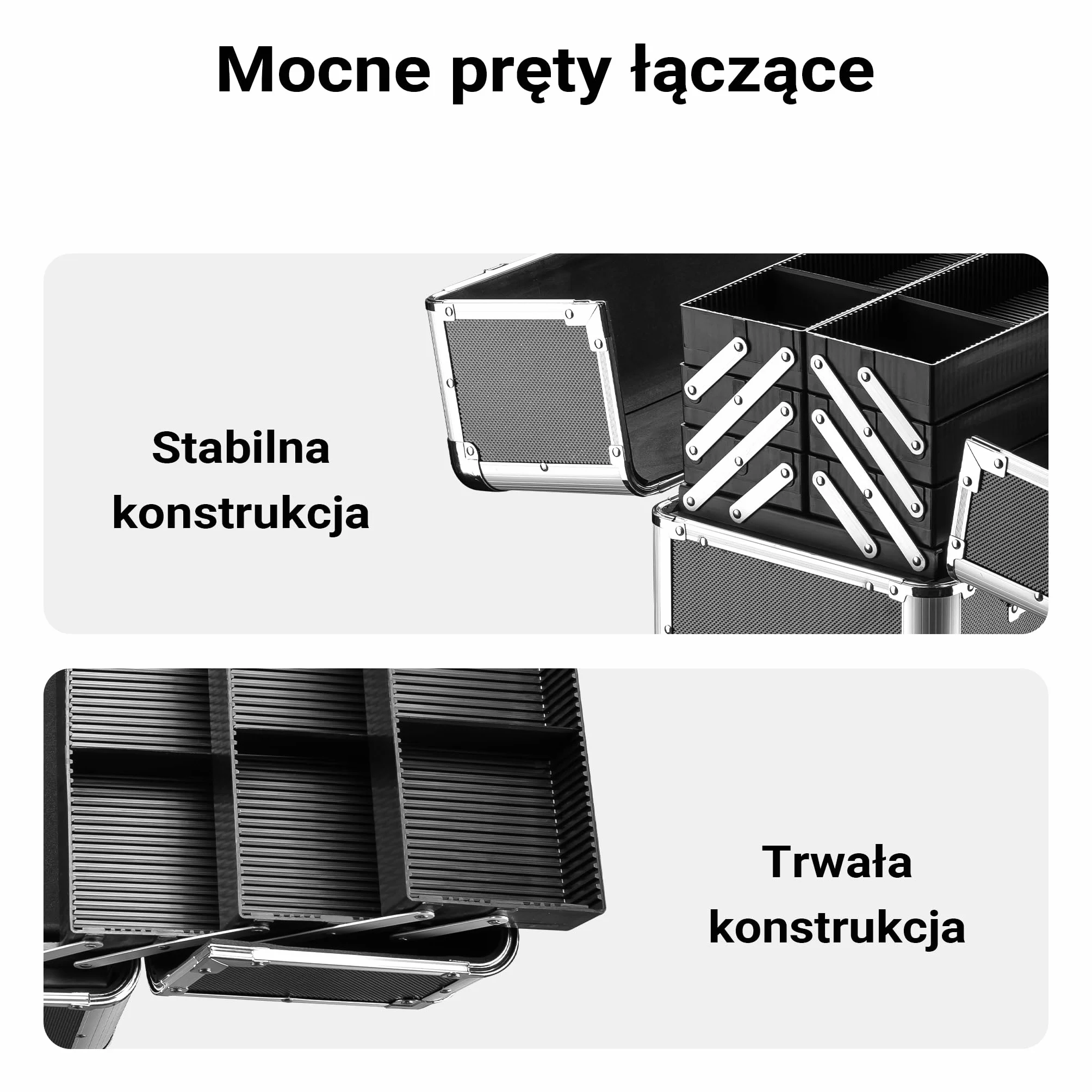 Wiltec Walizka aluminiowa z 12 przegrodami 45x32x22,5cm ze stalowymi rogami, aluminiową ramą i 2 kluczykami skrzynka na narzędzia