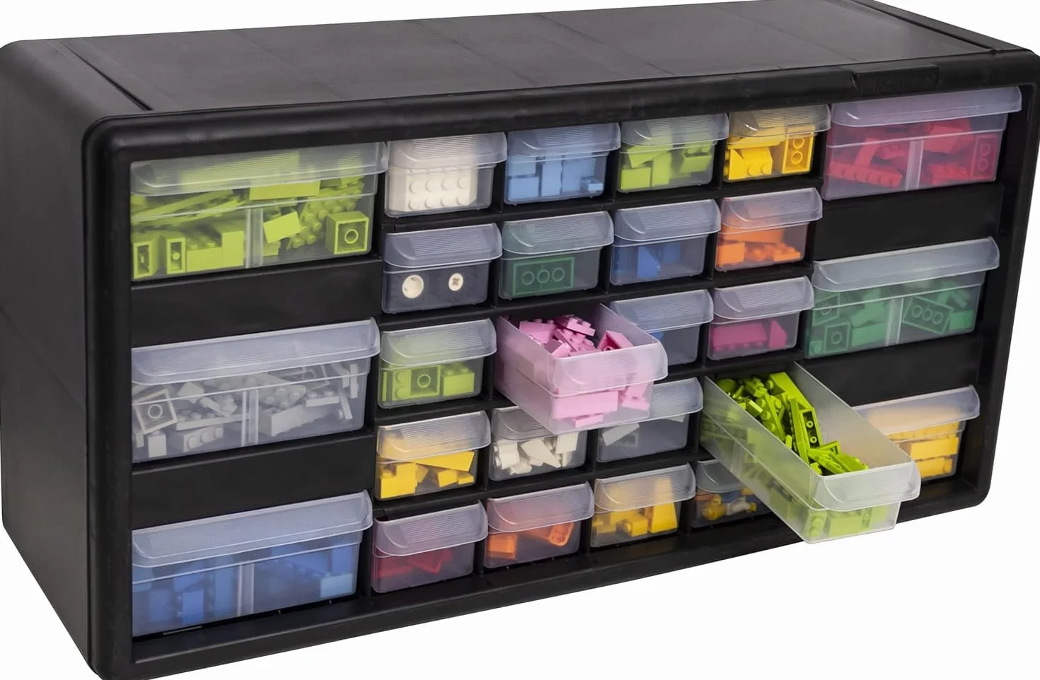 Akro-Mils 10126 26-szufladowa plastikowa szafka do przechowywania szuflad do organizacji garażu, przechowywania Lego, skrzynki narzędziowej dla nauczycieli, organizer do makijażu i innych, 50 cm szer.