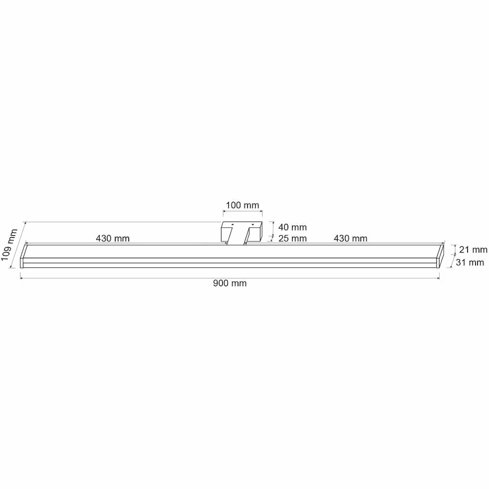 SEBSON Lampa LED do lustra 90 cm, montaż ścienny, lampa łazienkowa IP44, neutralna biel 4000 K, 900 x 109 x 40 mm, 15 W 1300 lm jasna, lampa ścienna LED