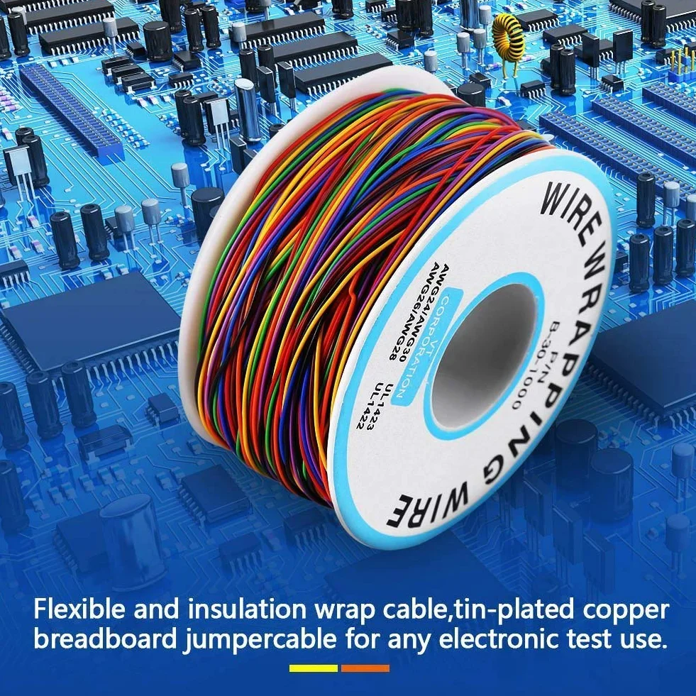 Walfront 250m 8 Drut elektroniczny 30AWG Rolka kabla elektrycznego miedzianego, izolowana PVC P/N B-30-1000