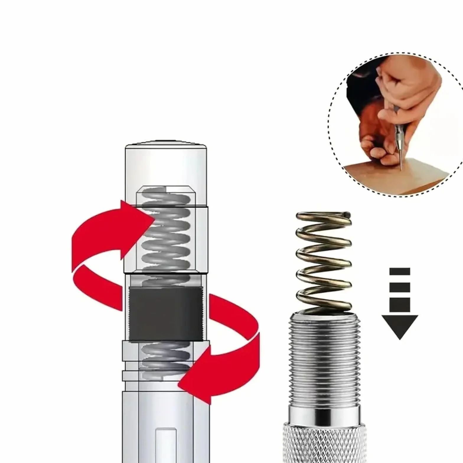 Automatic Center Punch Hole Marker Wood Metal Steel Center Drill Locator Heavy Duty Hole Punch