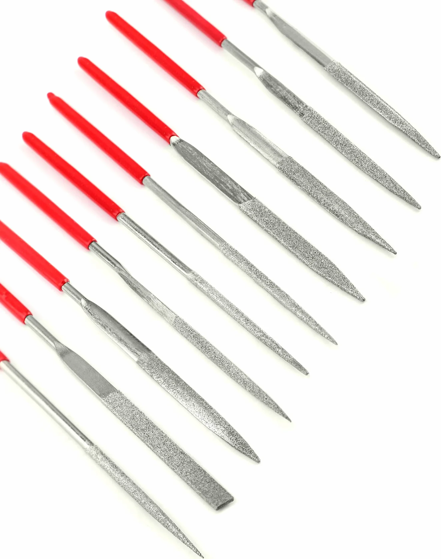 QWORK® Zestaw pilników diamentowych, pilniki igiełkowe 3mmx140mm Mini pilniki diamentowe do miękkiego metalu, drewna, kamienia, plastiku, 10 szt.