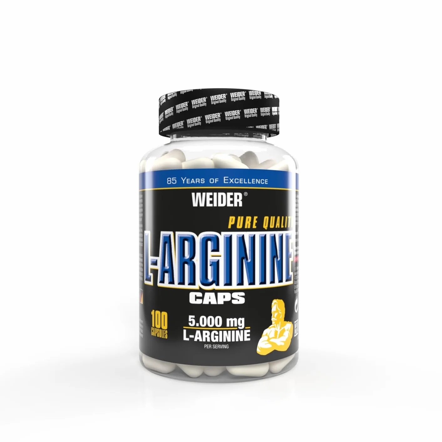 Weider L-Arginine Caps 100 kapsułek - Wysoka Dawka 5000 mg L-Argininy, Arginina HCL, Wegańskie